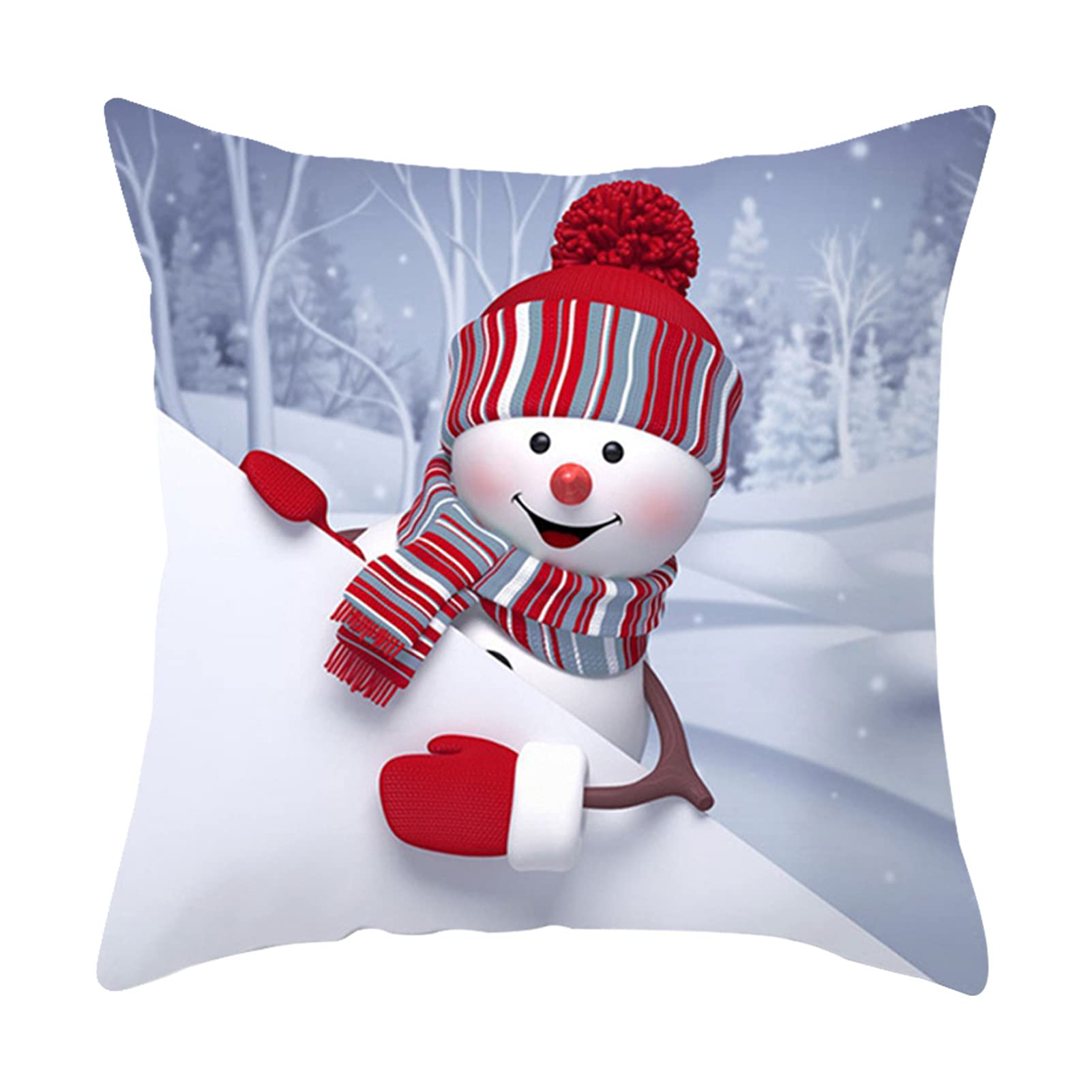 HEVIRGO Christmas Snowman Pillow Cover - Festive Holiday Throw Pillow Case with Premium Polyester Fabric, Square Cushion Protector for Sofa, Bed & Car Decor (15