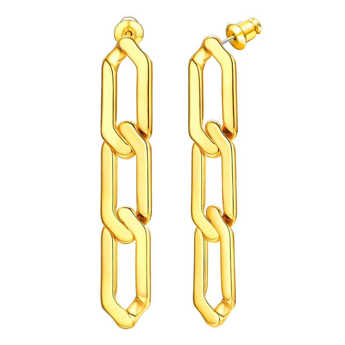 Trendy Gold Plated Chain Hoop Earrings for Women - Surgical Steel Post, European Style Dangle & Cuff Earrings - Perfect for Parties, Weddings & Everyday Wear