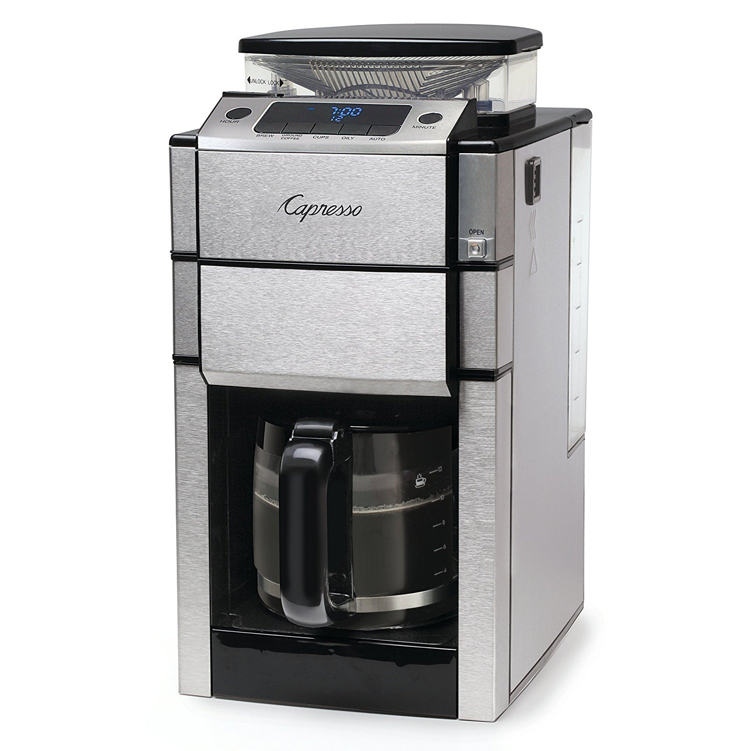 Capresso 487.05 Team Pro Plus 12-Cup Glass Carafe Coffee Maker in Silver - Perfect for Home, Office & Entertaining