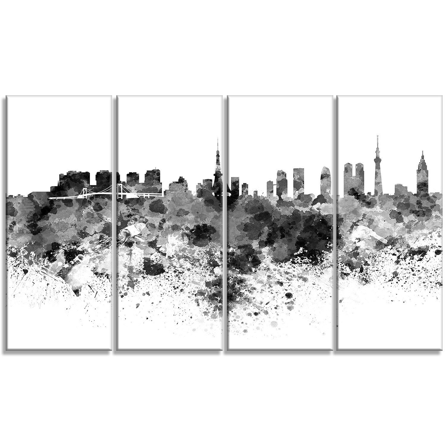 Designart Tokyo Skyline Metal Wall Art - Modern Cityscape Decor - 4 Panel Set (48x28 Inches) - Perfect for Living Room, Bedroom & Office Decor