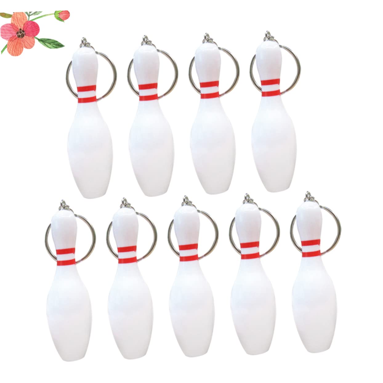 KICHOUSE 27 Pcs Creative Bowling Pin Keychain Set - Car Key Holder, Goodie Bag Favors, Water Bottles (White) - Perfect for Bowling Parties, Birthday Gifts & Team Events
