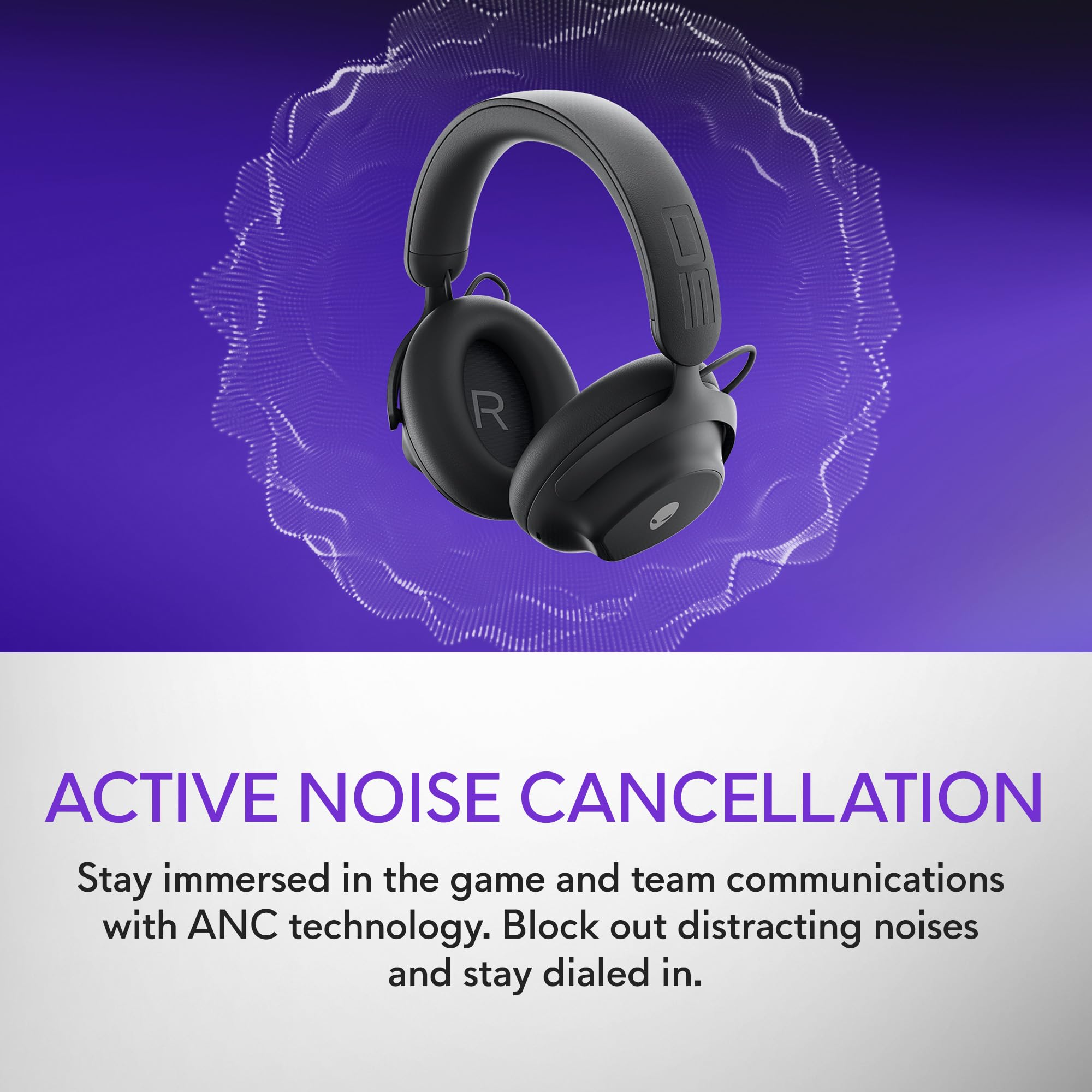 Alienware Pro Wireless Gaming Headset - Dual Mode Wired/Wireless, Bluetooth 5.3, 15-Min Fast Charge, 20Hz-20KHz Hi-Res Audio, 24H ANC Battery Life - Dark Side of The Moon | Perfect for PC/PS5/Xbox Gaming & Online Meetings