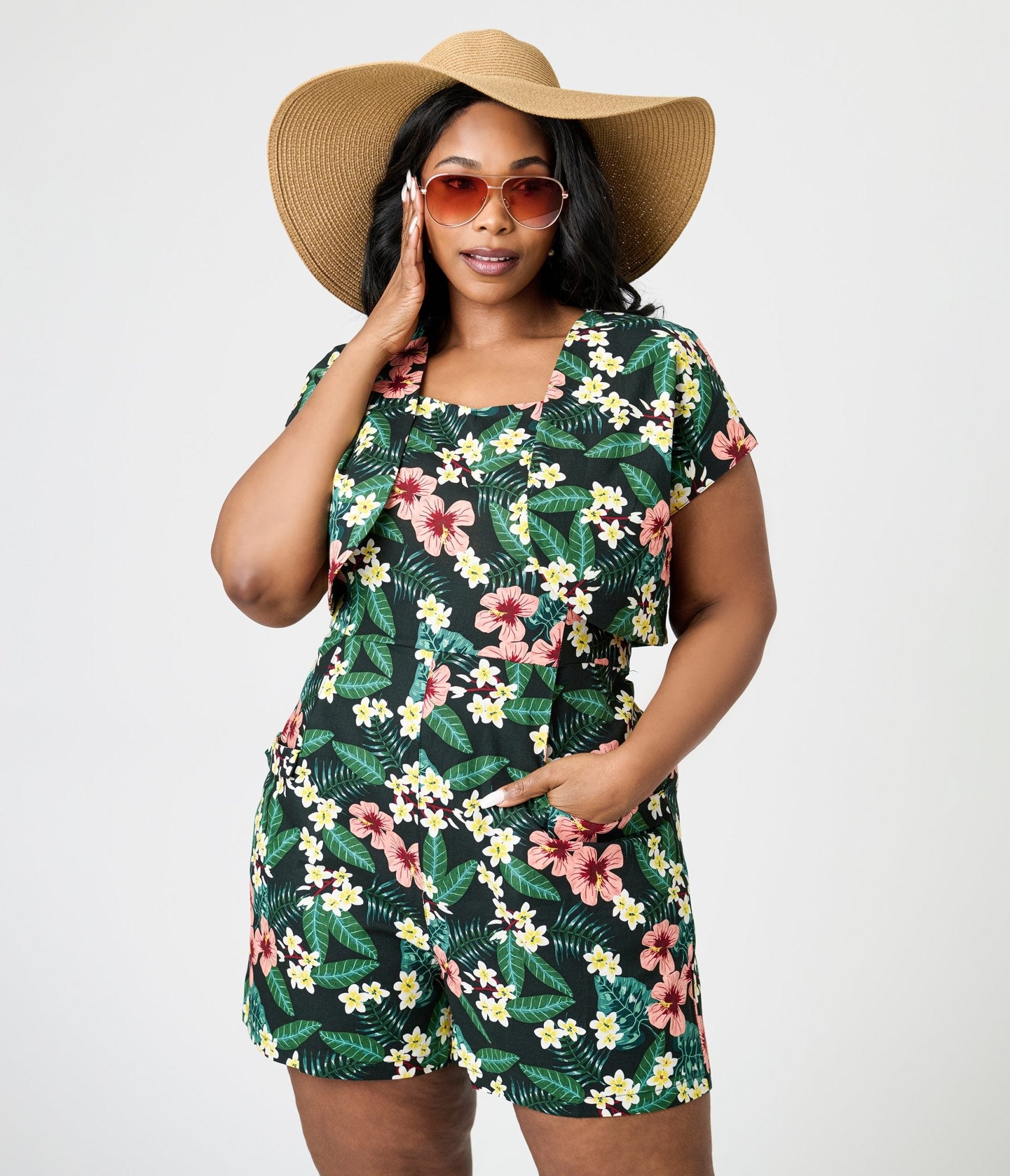 Royal Monk Plus Size Tropical Print Phoebe Bolero Jacket - Women's Floral Kimono Cover Up for Beach, Pool, and Summer Outfits