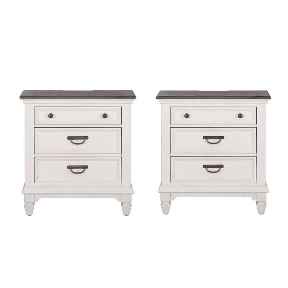 2-Piece Light Brown Wood Night Stand Set with Charging Station - Modern Bedside Tables for Bedroom, Living Room & Office
