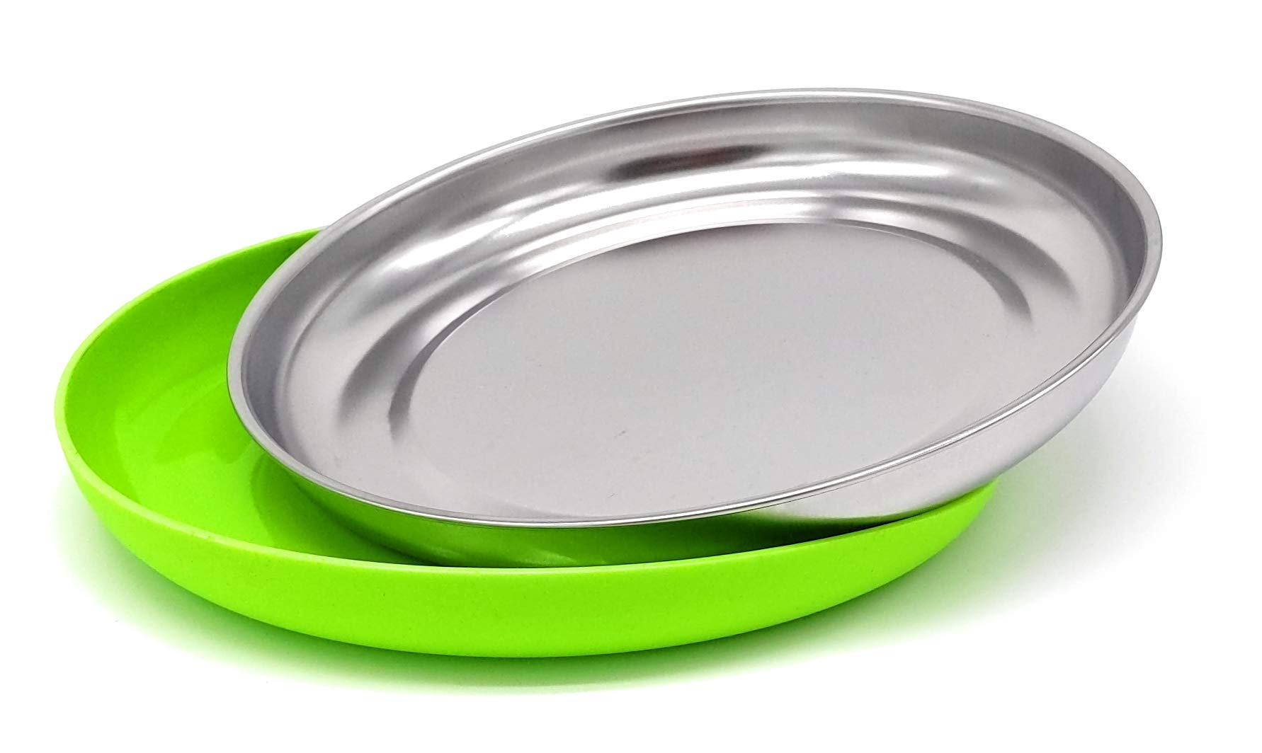 Premium 304 Stainless Steel Plates with Removable Silicone Shell - Set of 4 Baby Toddler Plates for Food & Snacks | Durable, Non-Toxic Dishware for Kids | Perfect for Home, Travel & Daycare Use