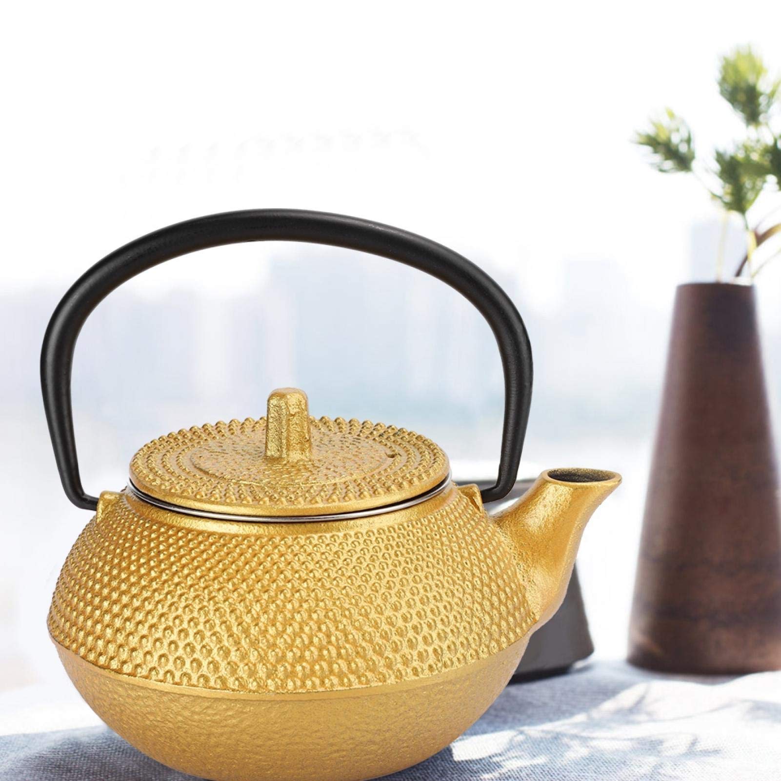 Premium Cast Iron Teapot with Infuser - 10Oz Japanese Tetsubin Stovetop Tea Kettle - Gold Iron Teapot for Loose Leaf Tea - Perfect for Home, Office & Traditional Tea Ceremonies