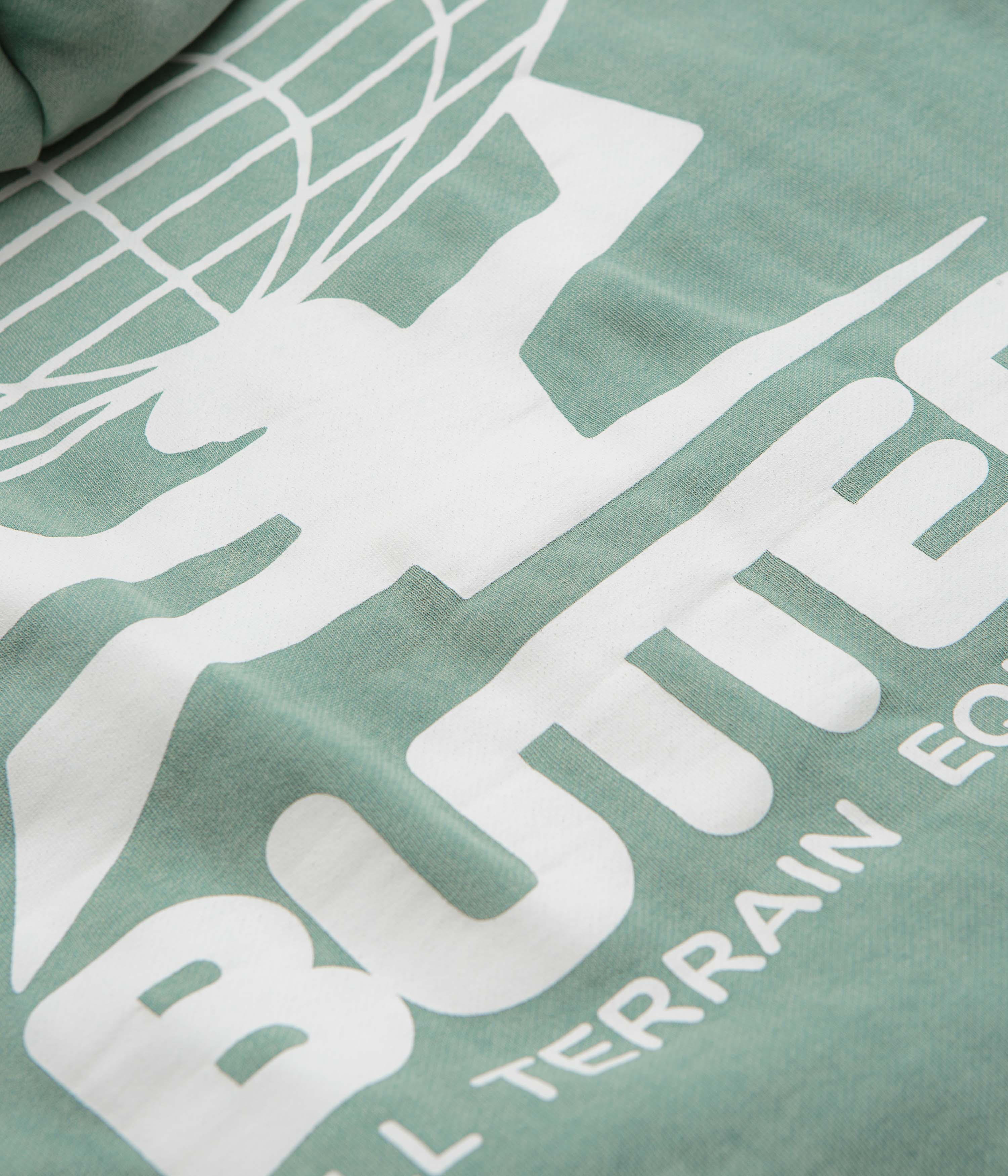 Butter Goods All Terrain Hoodie for Men & Women - Washed Jade Green Pullover Sweatshirt for Outdoor Activities, Hiking, and Casual Wear