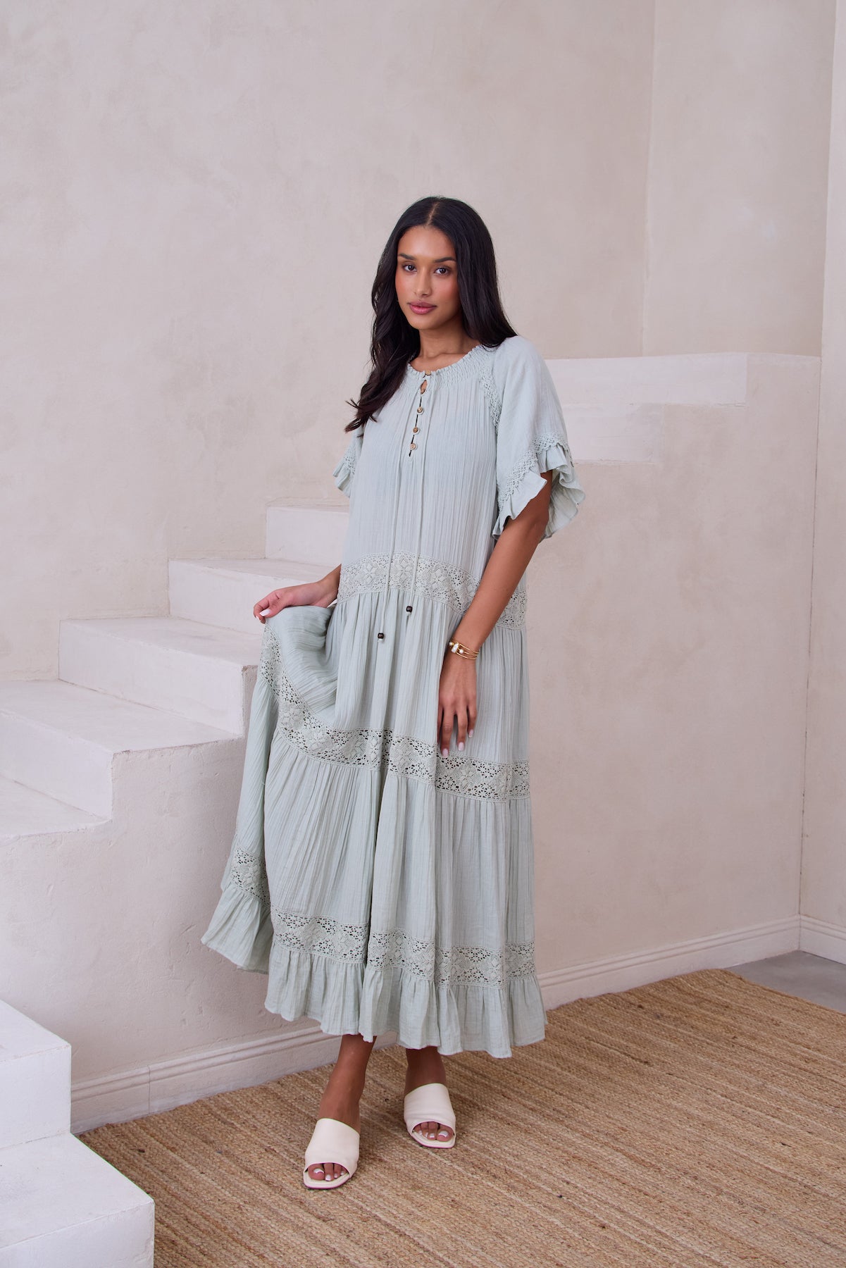 Soft Cotton Long Kaftan Dress for Women - Comfortable Boho Maxi Dress with Pockets - Perfect for Beach Cover Up, Lounge Wear, and Summer Vacation
