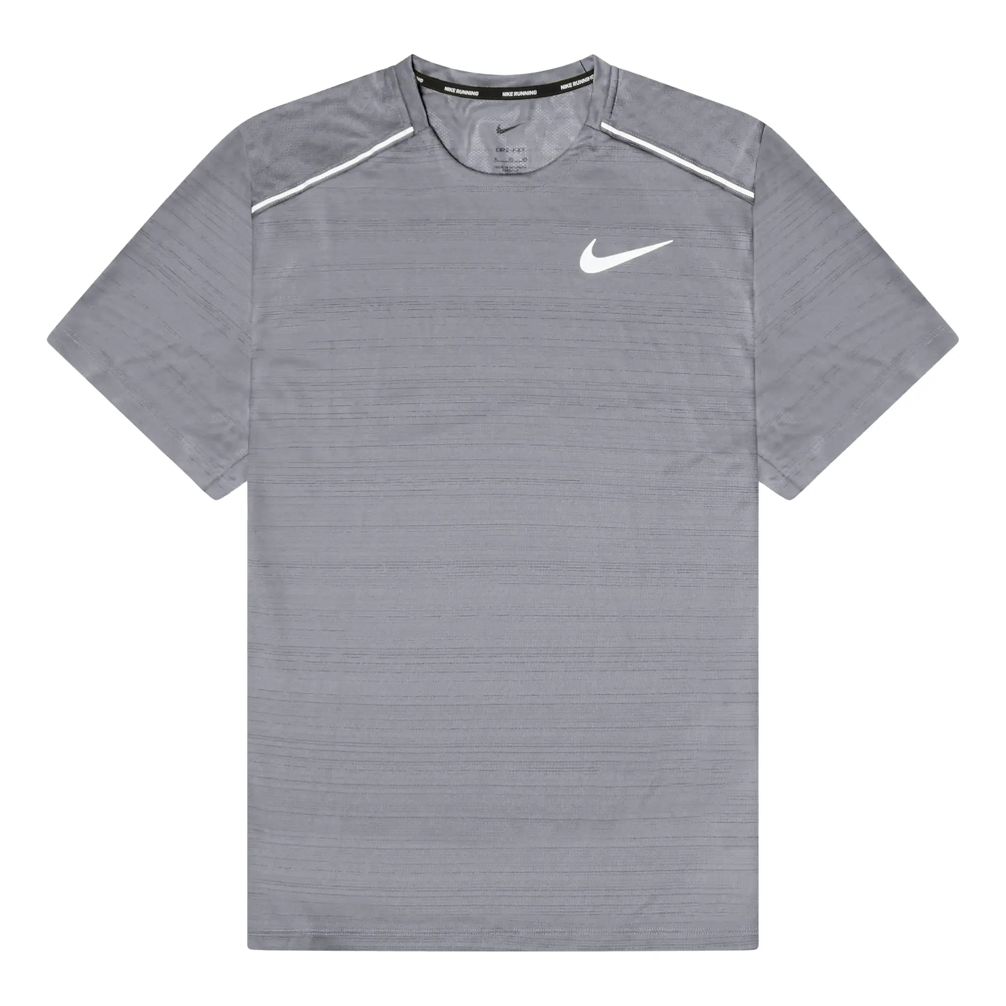 Nike Dri-FIT 1.0 Grey Miler Running T-Shirt for Men - Moisture-Wicking Performance Tee for Jogging, Gym Workouts & Outdoor Sports
