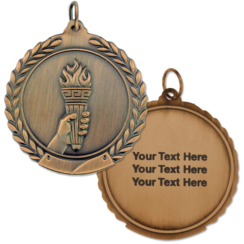 Custom Engraved Olympic Torch Sports Medal - Personalized Awards for Runners, Athletes & Competitions - Perfect for Marathons, Tournaments & School Sports Events