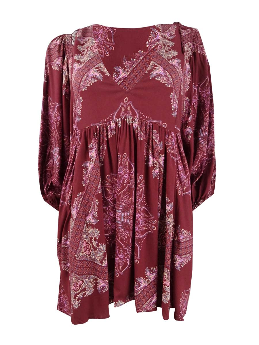 Free People Girl Talk Tunic in Dark Pink - Size SM (Women's 4-6) | Flowy Boho Blouse for Casual Wear, Date Nights & Music Festivals
