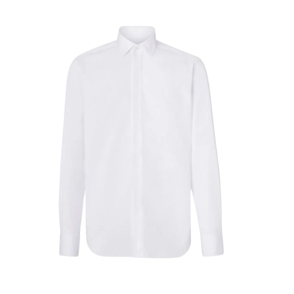 Corneliani Code White Dinner Shirt for Men - Elegant Formal Wear for Weddings, Business Events & Evening Parties