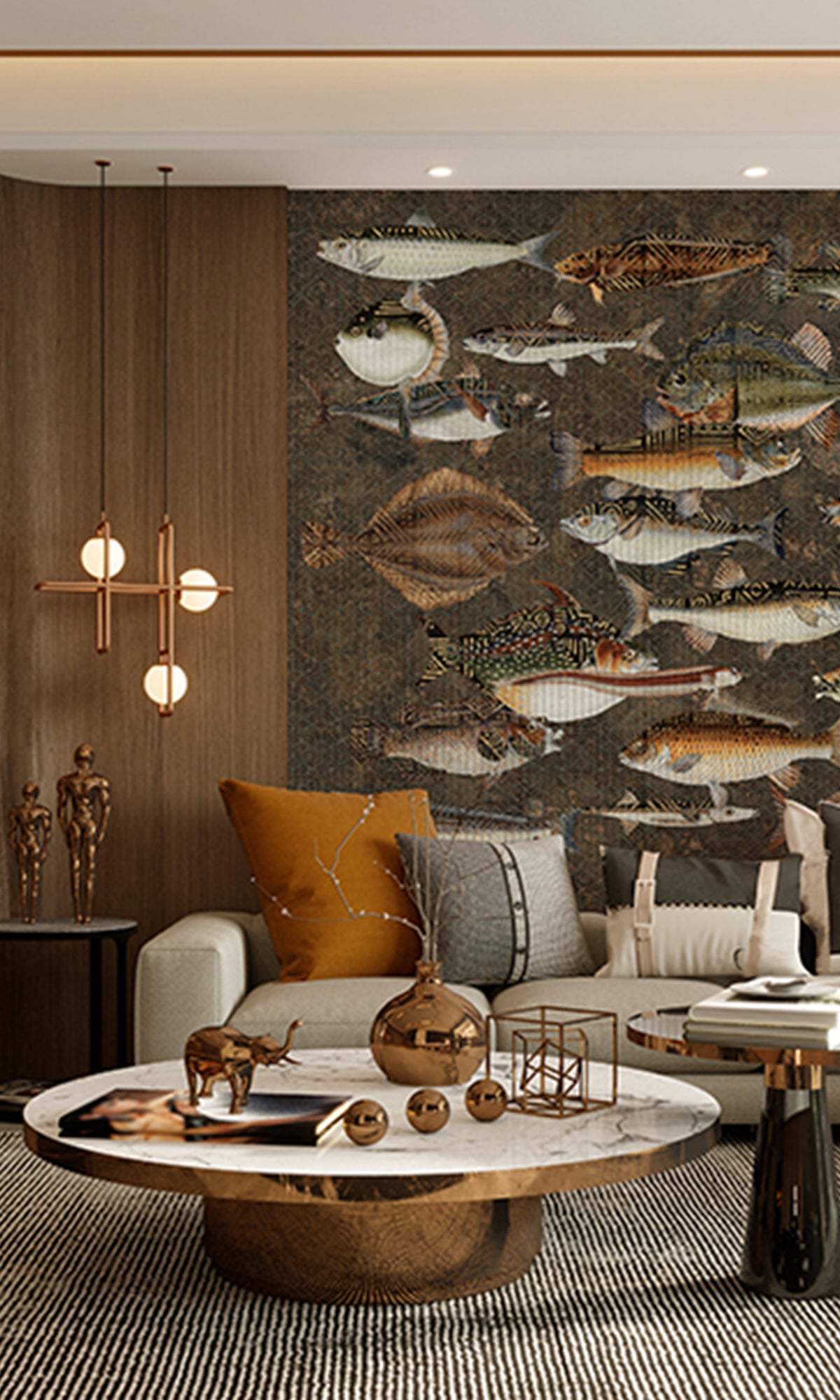Charcoal Underwater Bounty Mural Wallpaper M2597 - Premium Peel & Stick Wall Decal for Home, Office, Nursery Decor | Perfect for Accent Walls, Bedrooms, Living Rooms & Creative Spaces