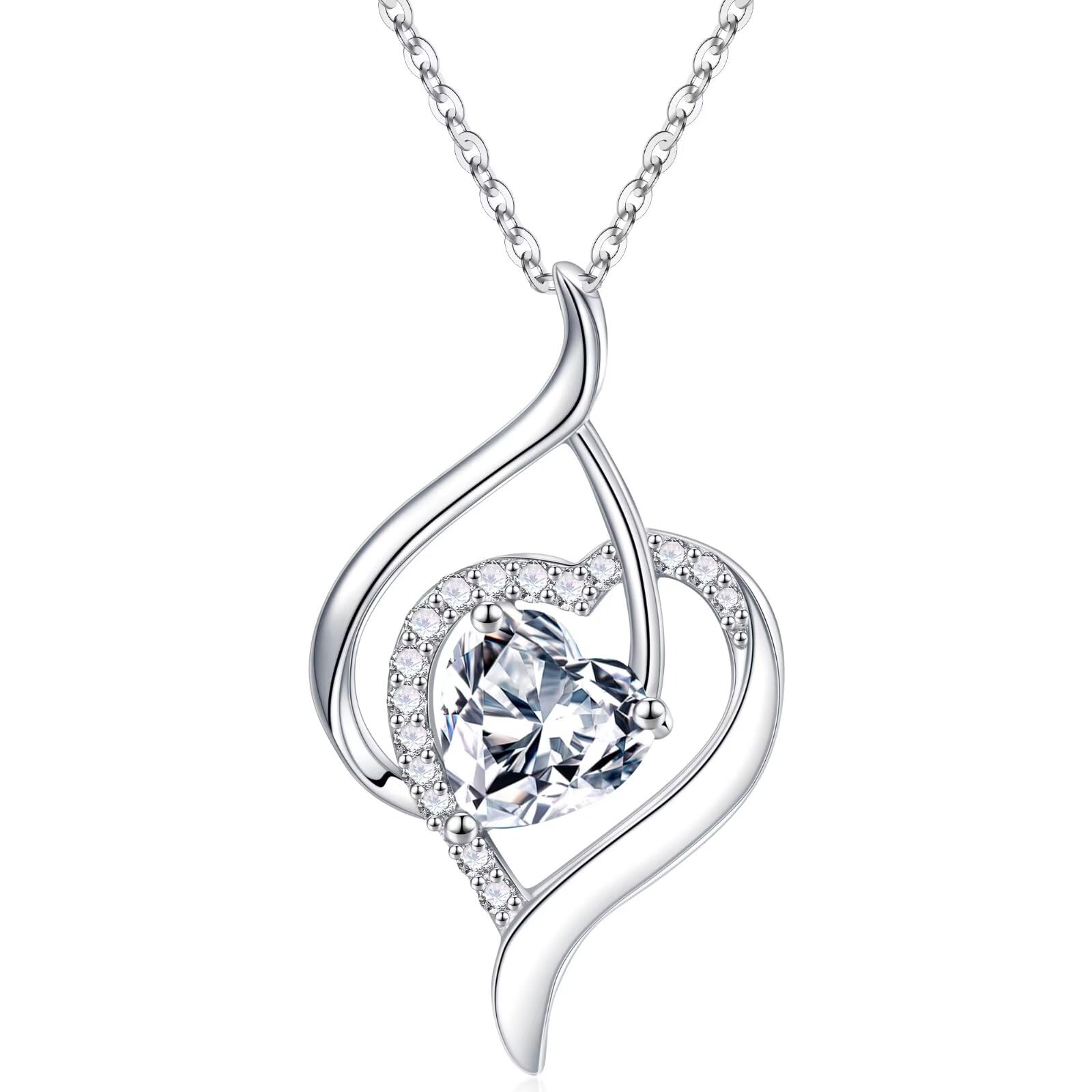 Birthstone Necklace for Women - 925 Sterling Silver Heart Pendant Necklace, Personalized Anniversary & Birthday Gift for Her, Wife, Mom, Sister | Perfect for Valentine's Day, Mother's Day & Special Occasions