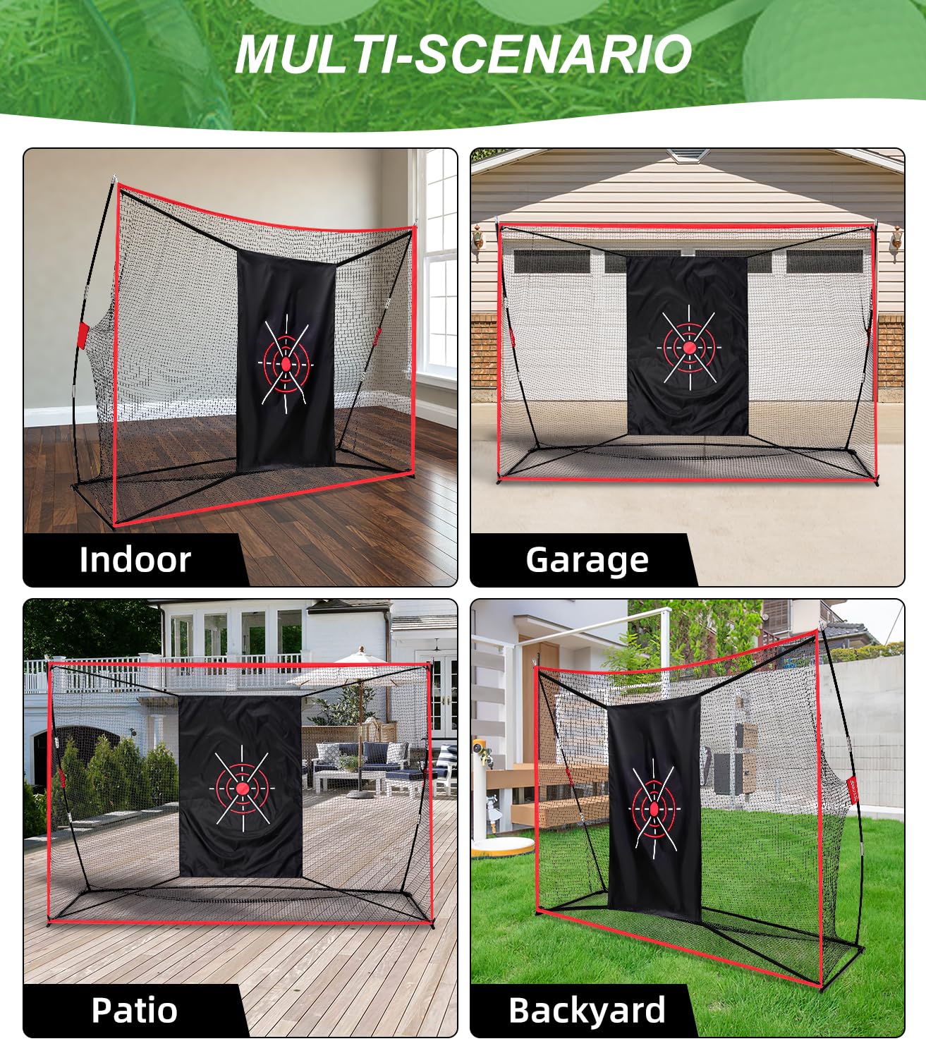 BAGAIL 10x7ft Heavy Duty Golf Practice Net with Tri-Turf Mat & Carry Bag - Portable Backyard/Indoor/Outdoor Training Aid for Driving, Chipping & Hitting | Perfect for Home Practice, Driving Range & Backyard Golf Sessions