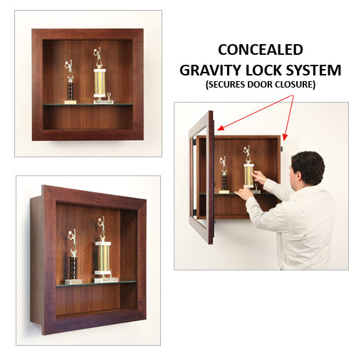 45x57 Inch Wide Wood Framed Shadow Box Display Case with 4 Deep Glass Shelves - Perfect for Collectibles, Memorabilia, Awards, and Keepsakes Display