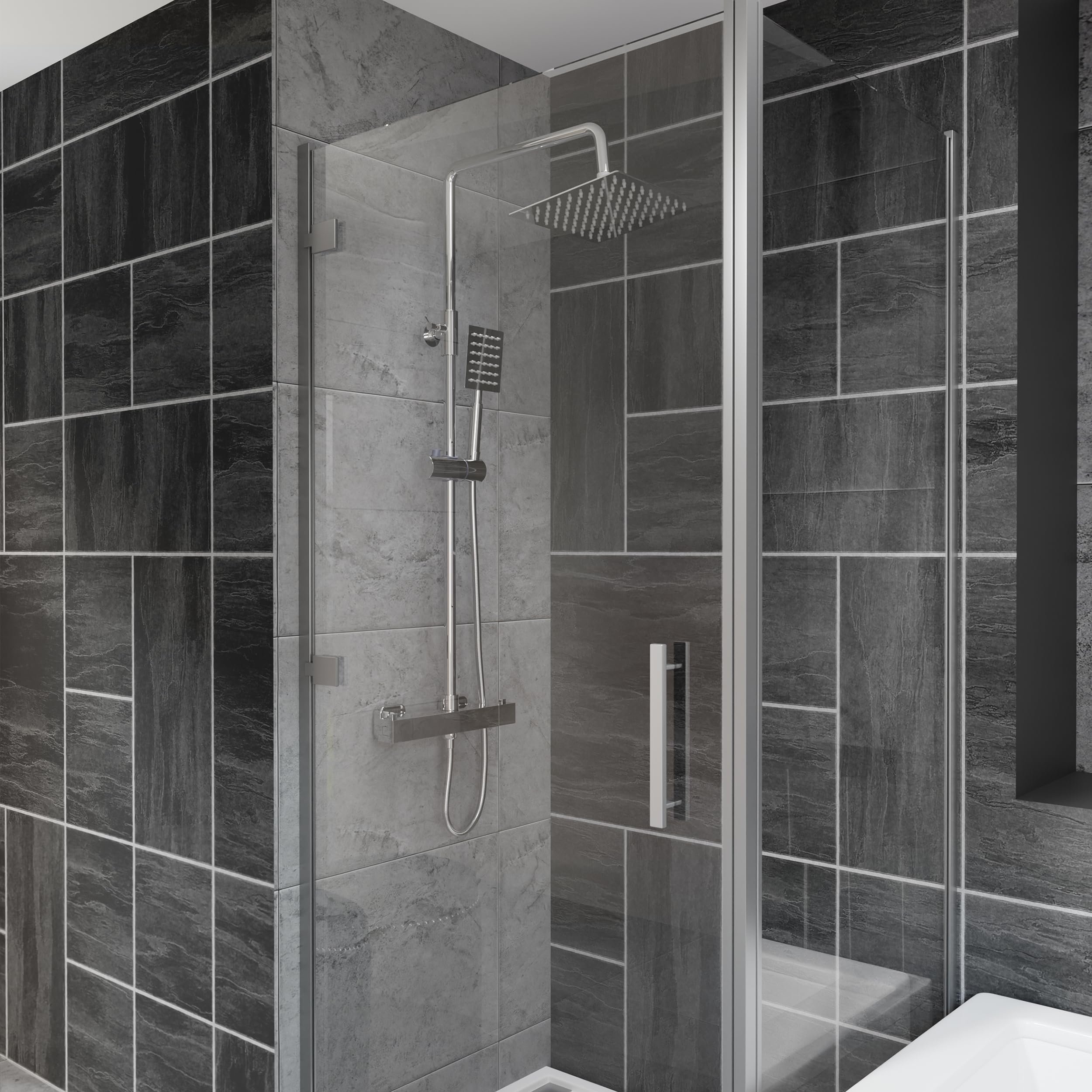 Premium MORADO 304 Stainless Steel Thermostatic Shower Column System with Mixer, Modern Rain Shower Head & 3-Function Hand Shower - Perfect for Luxurious Bathroom Upgrades & Spa-Like Experience