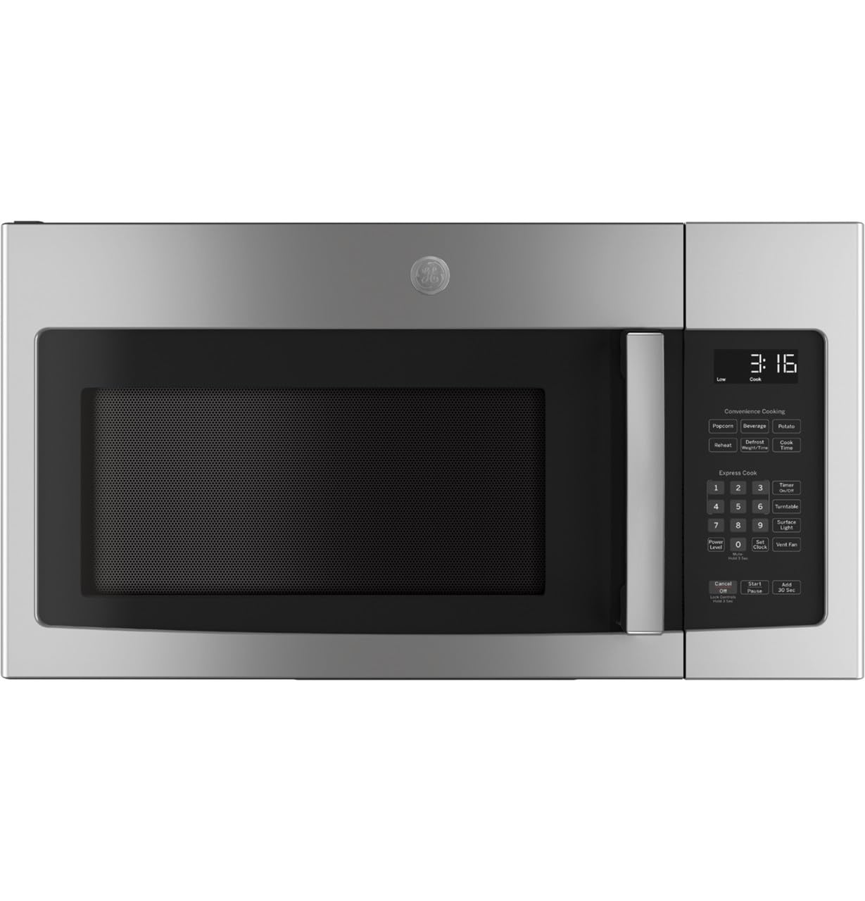 GE JVM3162RJSS 30-Inch 1.6 cu. ft Over the Range Microwave Oven - 1000W Stainless Steel with Convertible Venting - Perfect for Kitchen Remodeling & Small Space Cooking