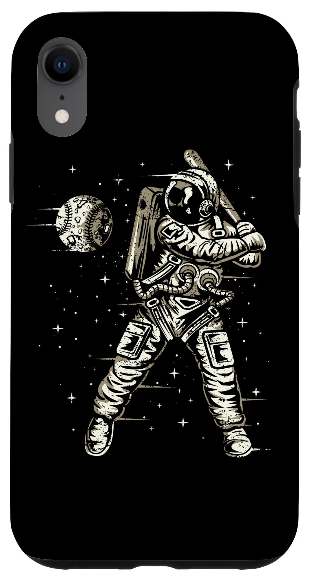 Vintage Retro Baseball Astronaut iPhone XR Case for Boys & Men - Durable Space-Themed Phone Cover for Everyday Use, Sports & Outdoor Activities
