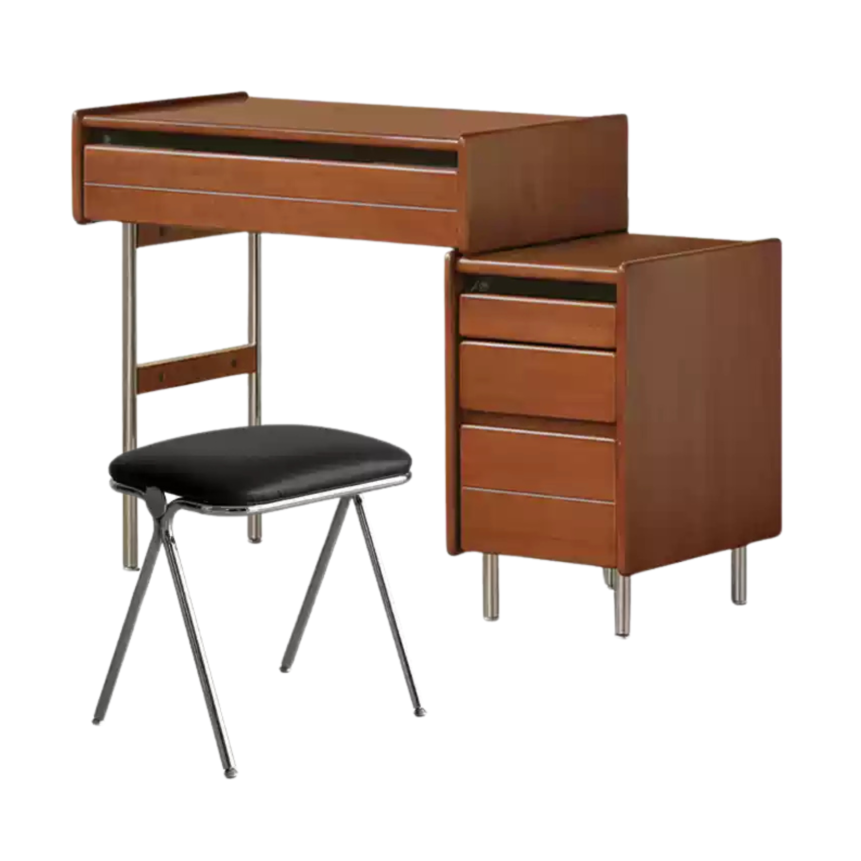 Modern Poplar Solid Wood Bauhaus Dressing Table - Multi-Functional Vanity Desk with Mirror & Storage for Bedroom, Home Office, or Apartment
