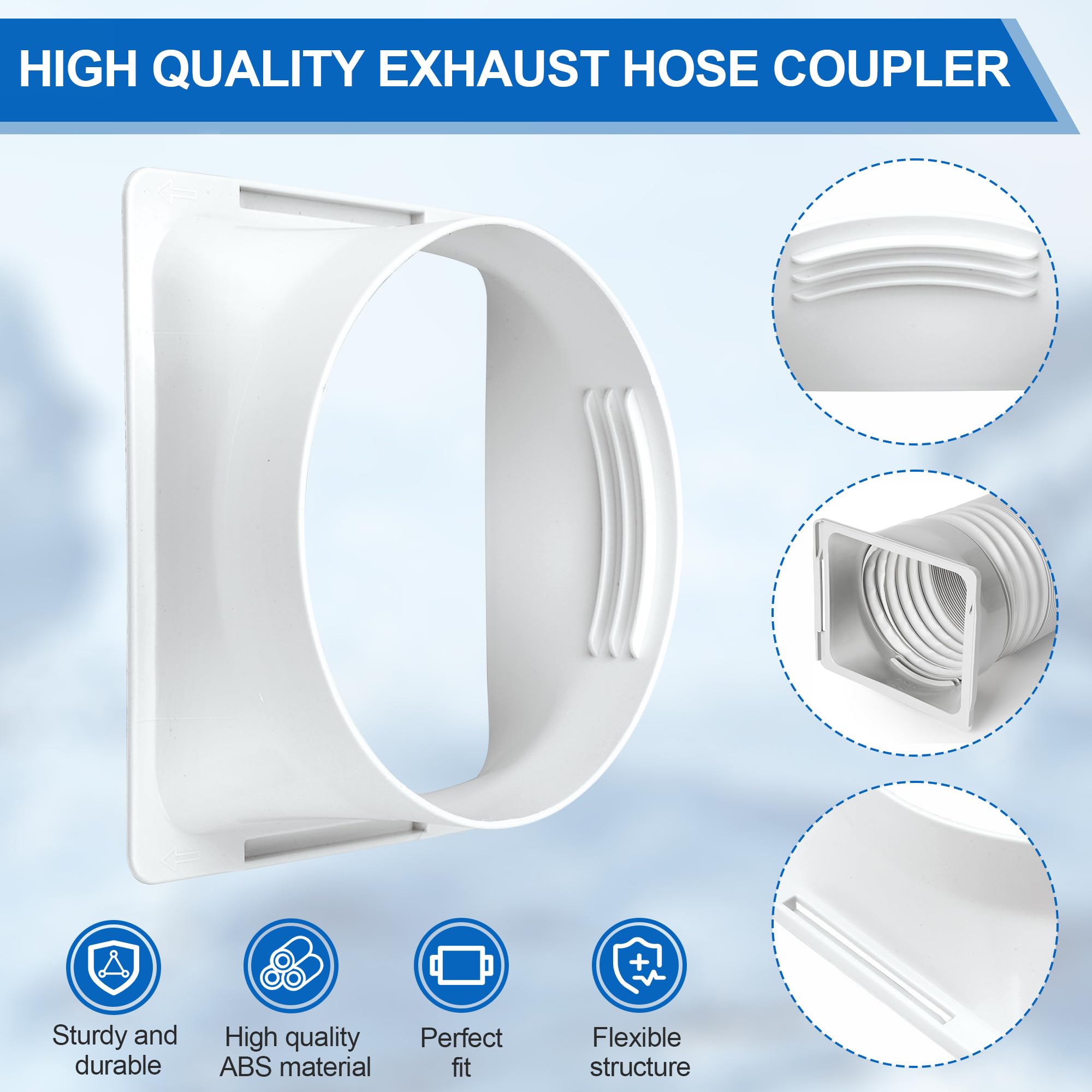 Square to Round Coupler for Portable AC - 5.9 Inch Exhaust Hose Adapter | AC Window Vent Kit Accessories | Perfect for Cooling Rooms, Garages & RVs