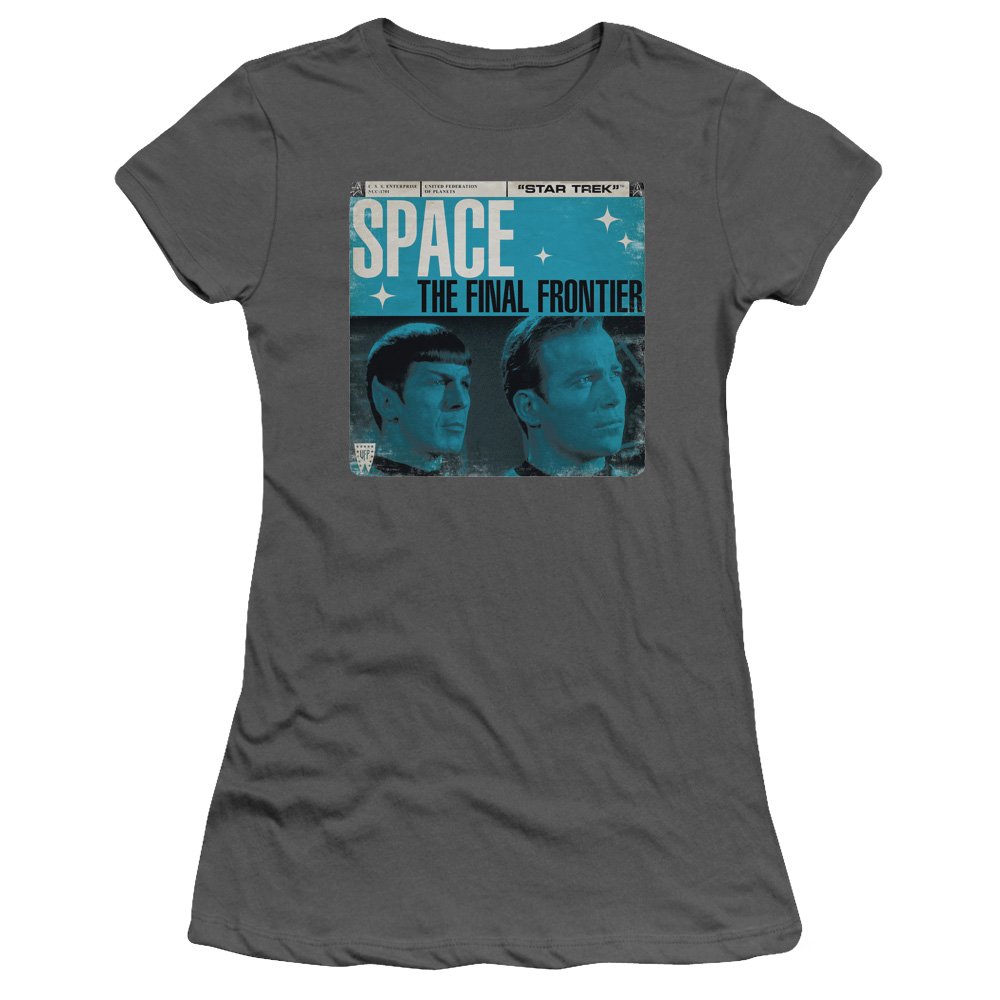 Star Trek The Final Frontier Junior Sheer T-Shirt - Charcoal Small | Sci-Fi Fan Apparel for Cosplay & Casual Wear