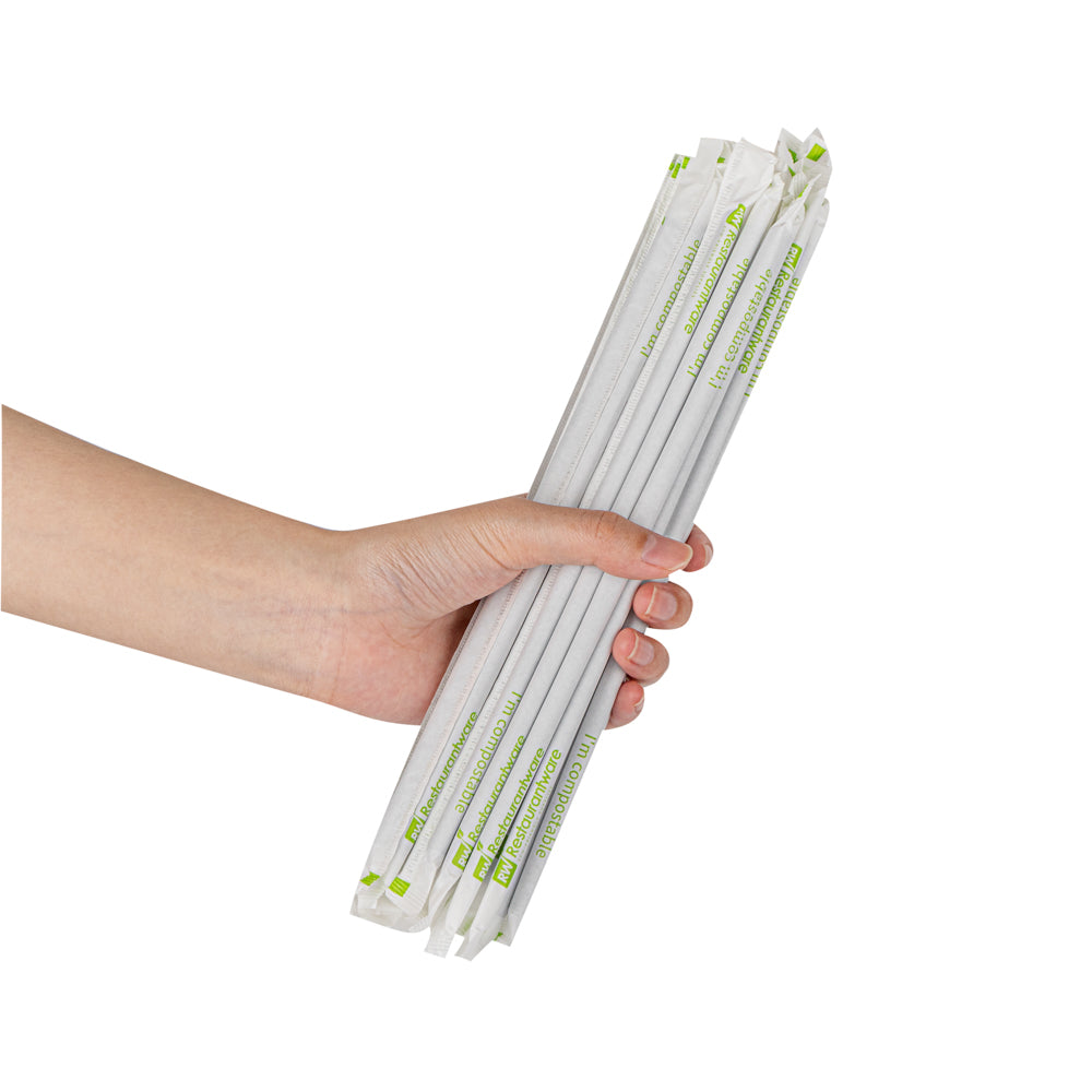 Eco-Friendly Compostable PLA/PBAT Plastic Straws - Midnight Blue, 8 1/4 Inch, 100 Count Box - Perfect for Restaurants, Cafes & Sustainable Parties