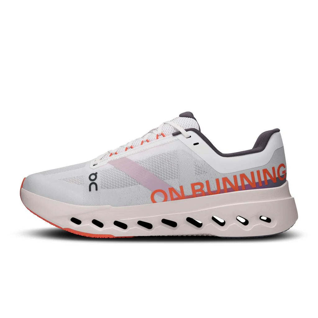 ON Men's CloudSurfer Next Wide Running Shoes - White/Flame - Lightweight Cushioned Sneakers for Road Running, Jogging & Gym Workouts