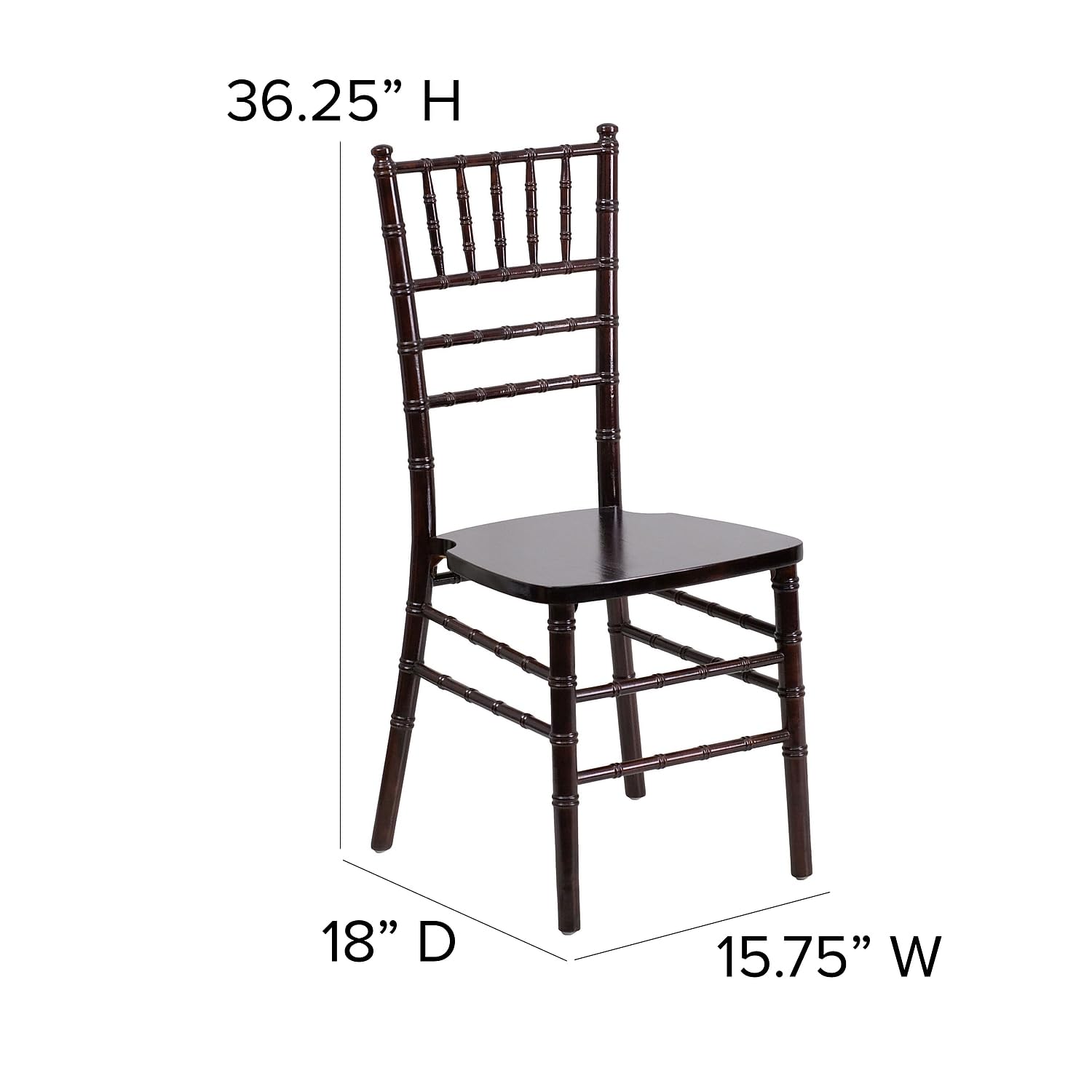Flash Furniture 2-Pack HERCULES Series Walnut Wood Chiavari Chairs - Elegant Wedding, Banquet & Event Seating - Durable Wooden Chairs for Indoor & Outdoor Use