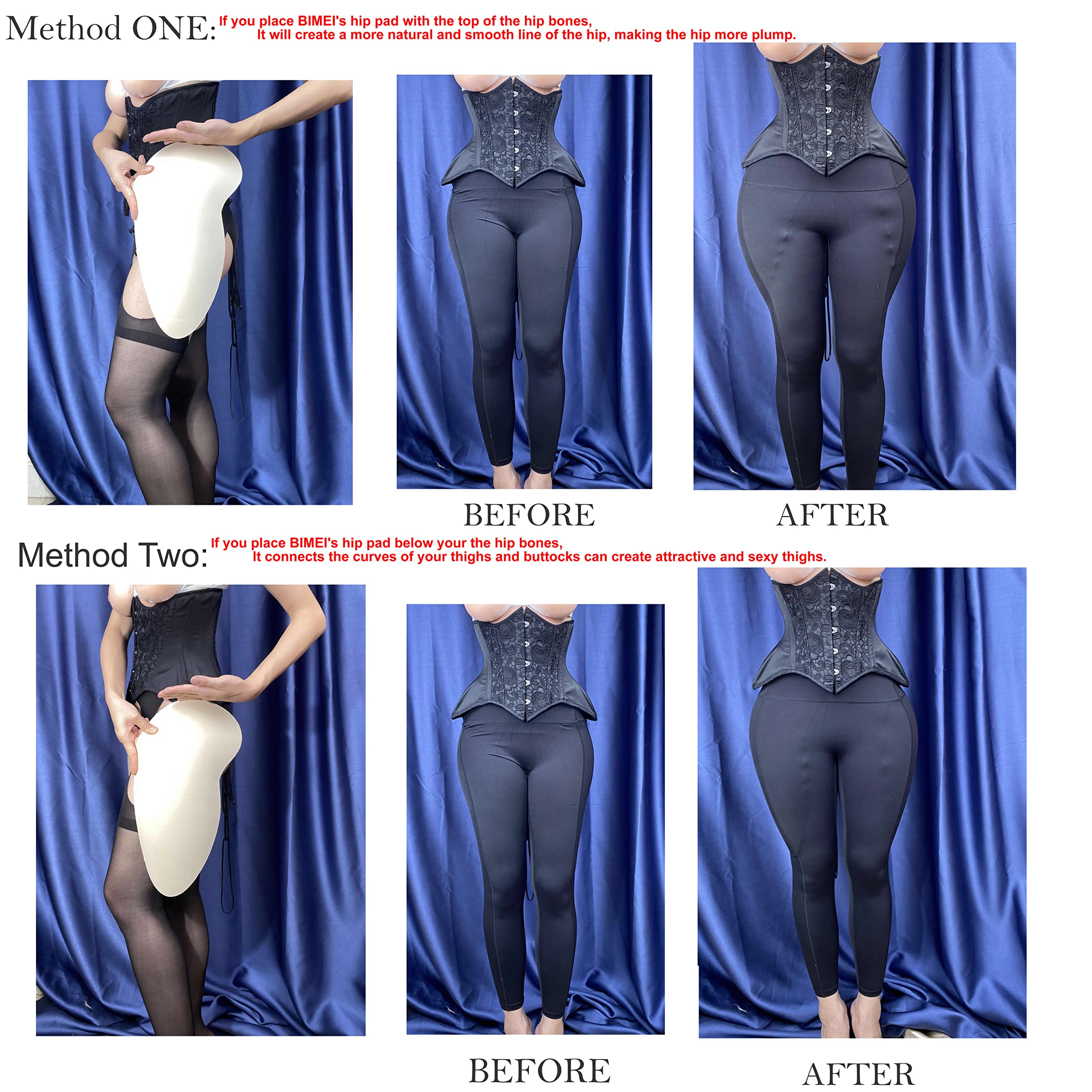 BIMEI 2PS Self-Adhesive Thigh & Hip Pads for Lifting & Shaping - Medium, Beige | Comfortable & Discreet Underwear Enhancer for Daily Wear, Special Occasions & Confidence Boost