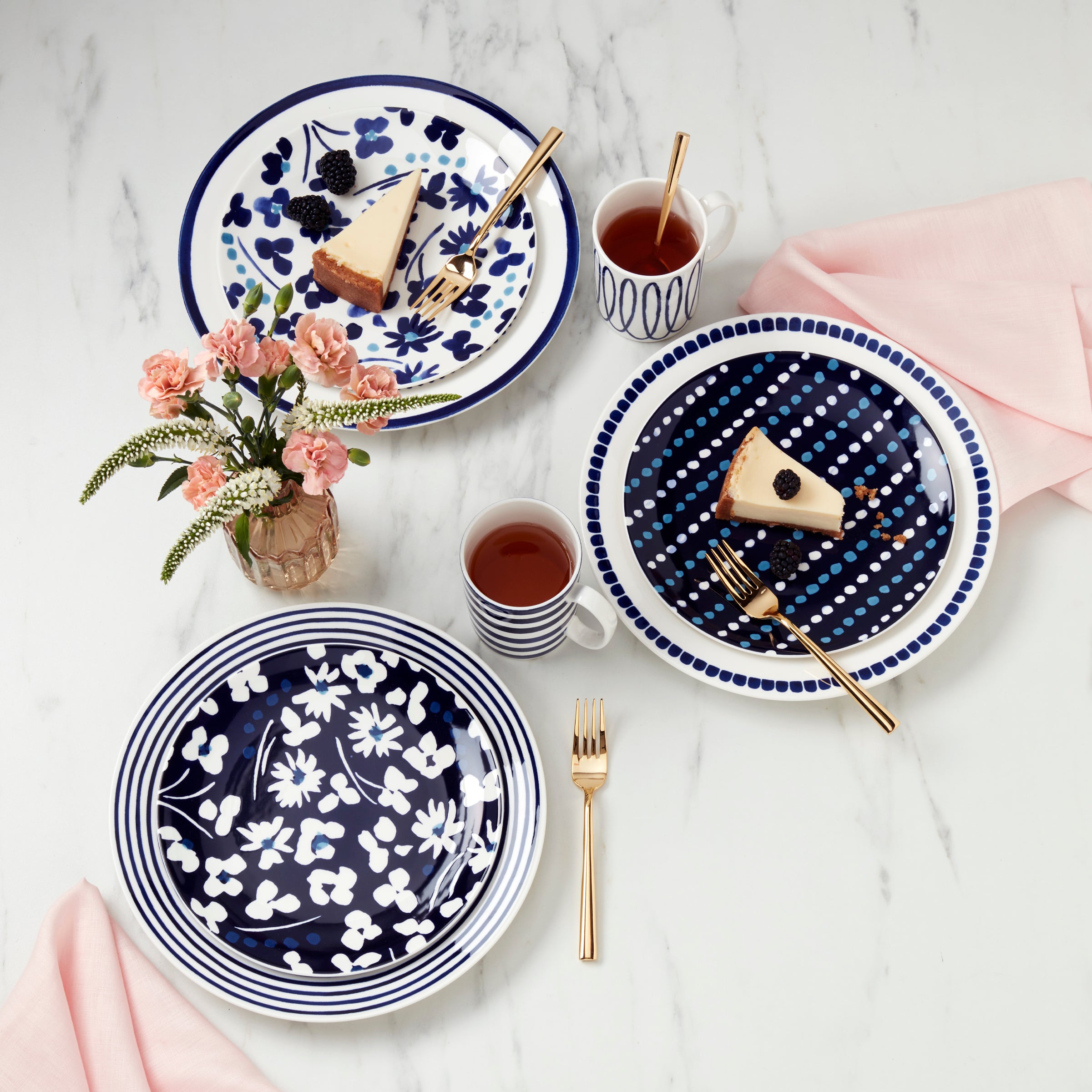 Floral Way Accent Plates Set of 4 - Elegant Dinnerware for Parties, Weddings & Home Decor | Premium Ceramic Plates for Special Occasions & Everyday Use
