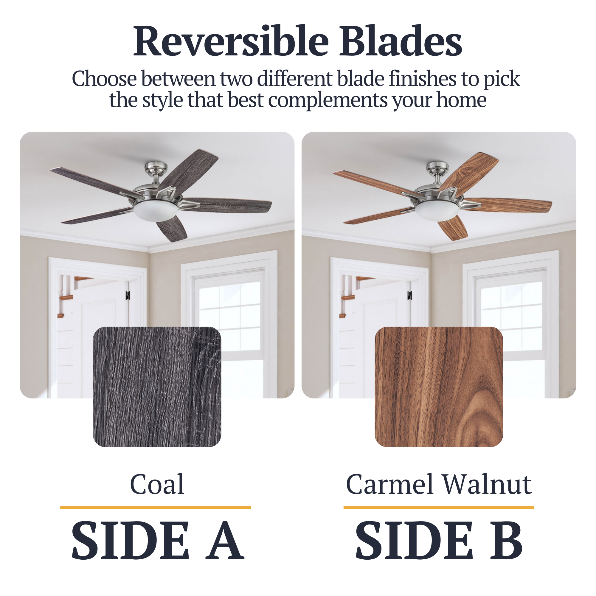 52 Inch Clancy Brushed Nickel Ceiling Fan with Remote Control - Perfect for Living Room, Bedroom, and Office Cooling & Air Circulation