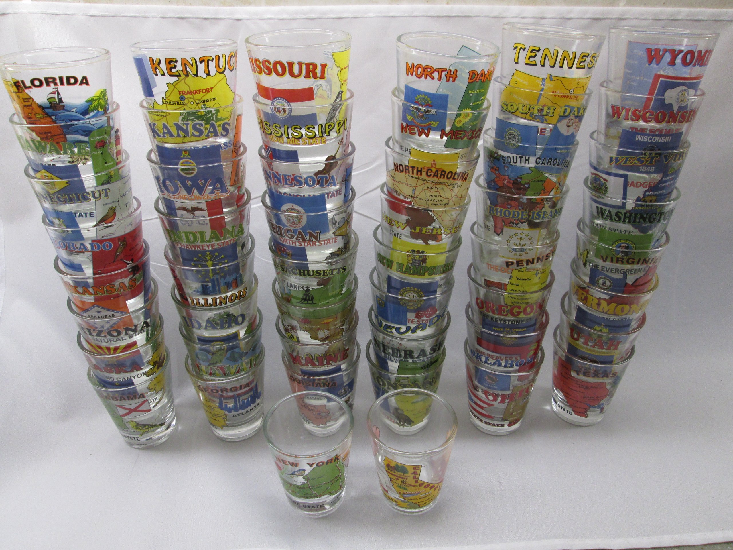 50 States Souvenir Shot Glass Collection - Alabama AL to Wyoming WY - Perfect for Travel Memories, Bar Decor & Gift Giving