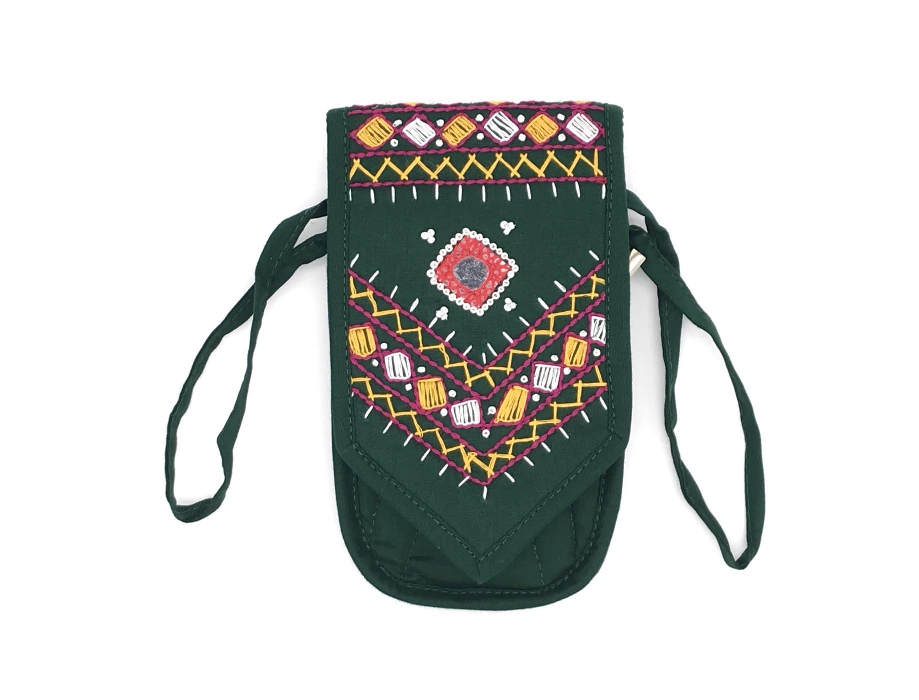 Handmade Floral Embroidery Crossbody Bag for Women - Traditional Handcrafted Sling Purse with Adjustable Strap, 7 Inch Multicolor Side Bag - Perfect for Daily Use, Travel, Shopping & Casual Outings