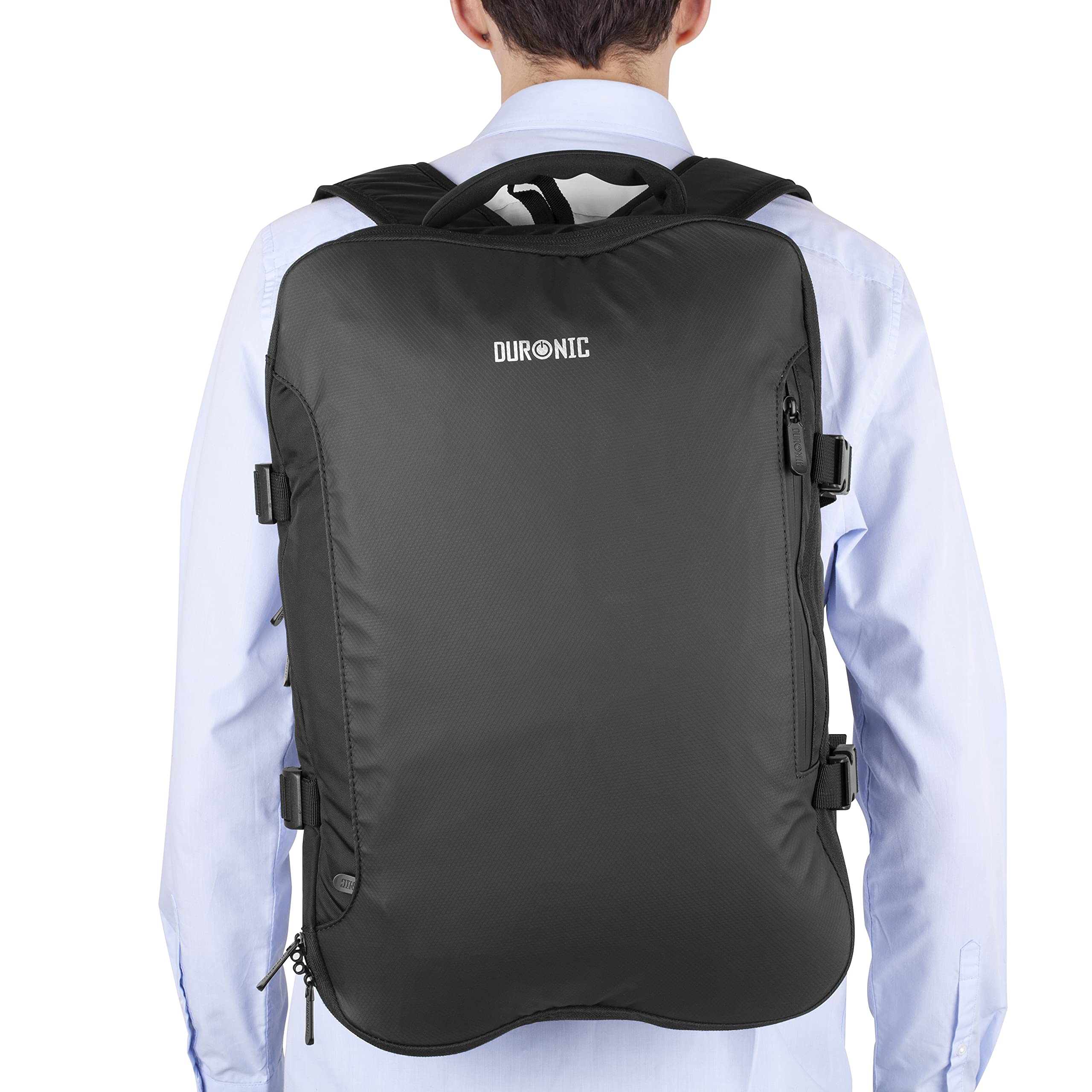 Duronic LB25 Underseat Carry-On Cabin Bag with Laptop Sleeve - Lightweight Travel Backpack & Hand Luggage for Airplanes (Fits United Airlines, Emirates, EasyJet, Virgin Atlantic) - Perfect for Business Trips, Weekend Getaways & Overnight Flights
