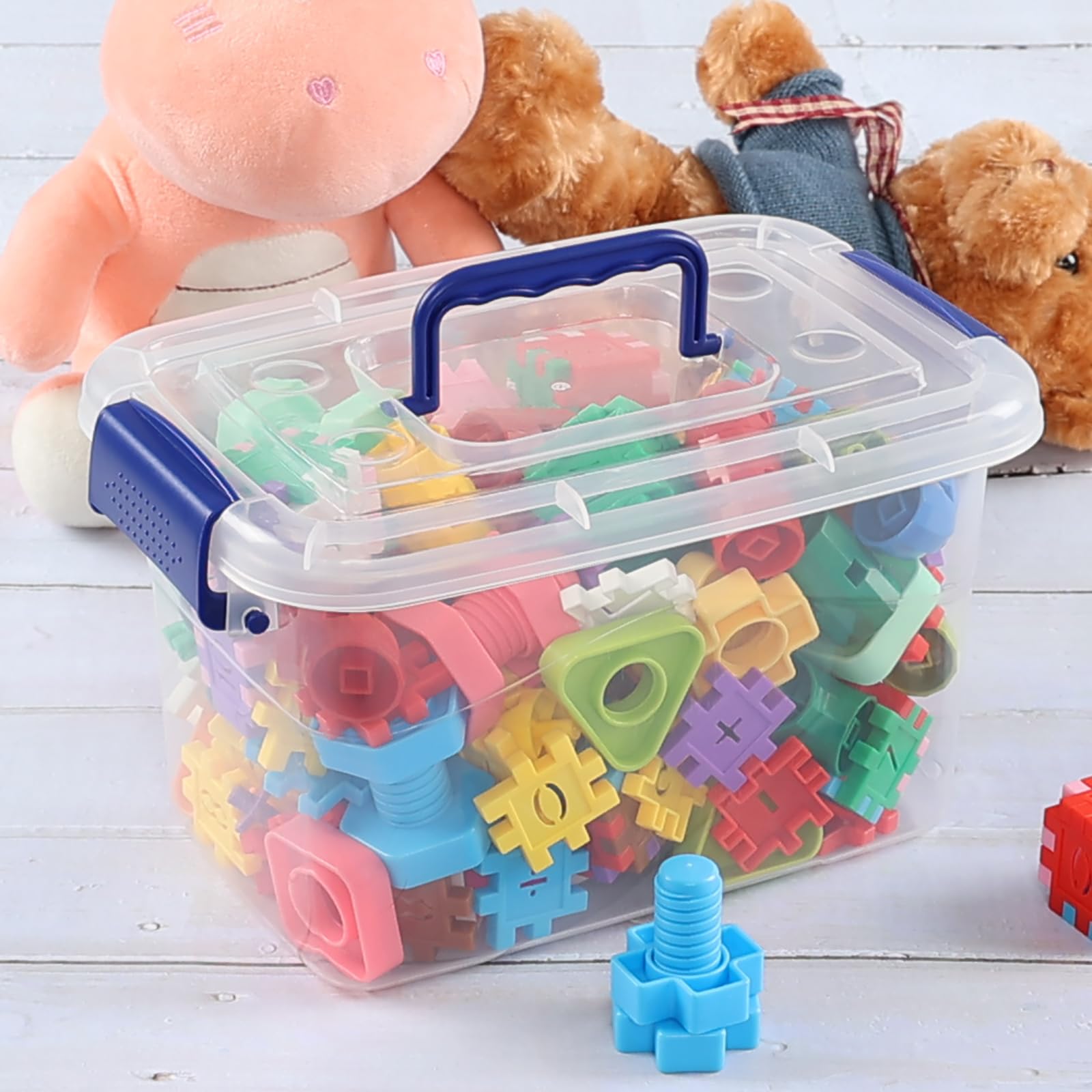 Wekioger 6-Pack 5-Quart Clear Plastic Storage Bins with Latching Lids - Stackable Organizer for Pantry, Closet, Office & Kids' Toys
