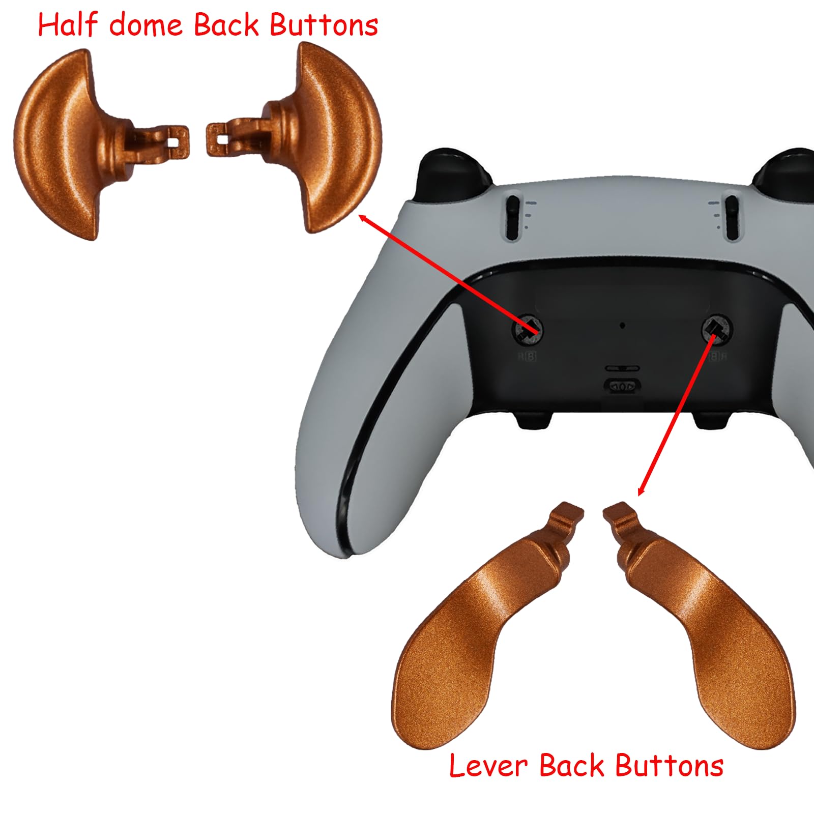 4 Replacement Back Paddles for PS5 DualSense Edge Controller - Gold Metal Back Buttons, Compatible with PS5 DualSense Edge - Enhance Your Gaming Experience for FPS, Racing & Action Games