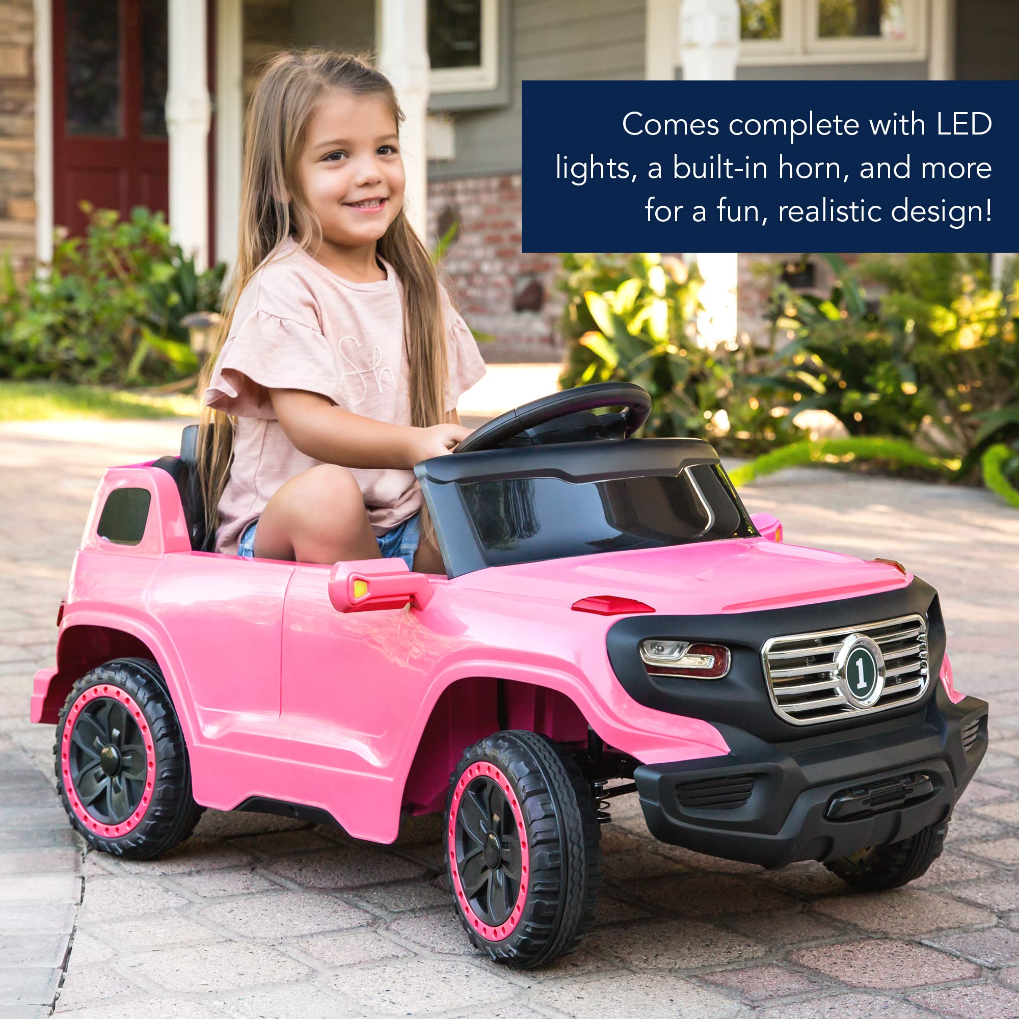 Best Choice Products 6V Kids Ride On Truck with Parent Remote Control - 3 Speed Adjustable, LED Lights, Pink - Perfect for Indoor & Outdoor Play, Birthday Gifts for Toddlers