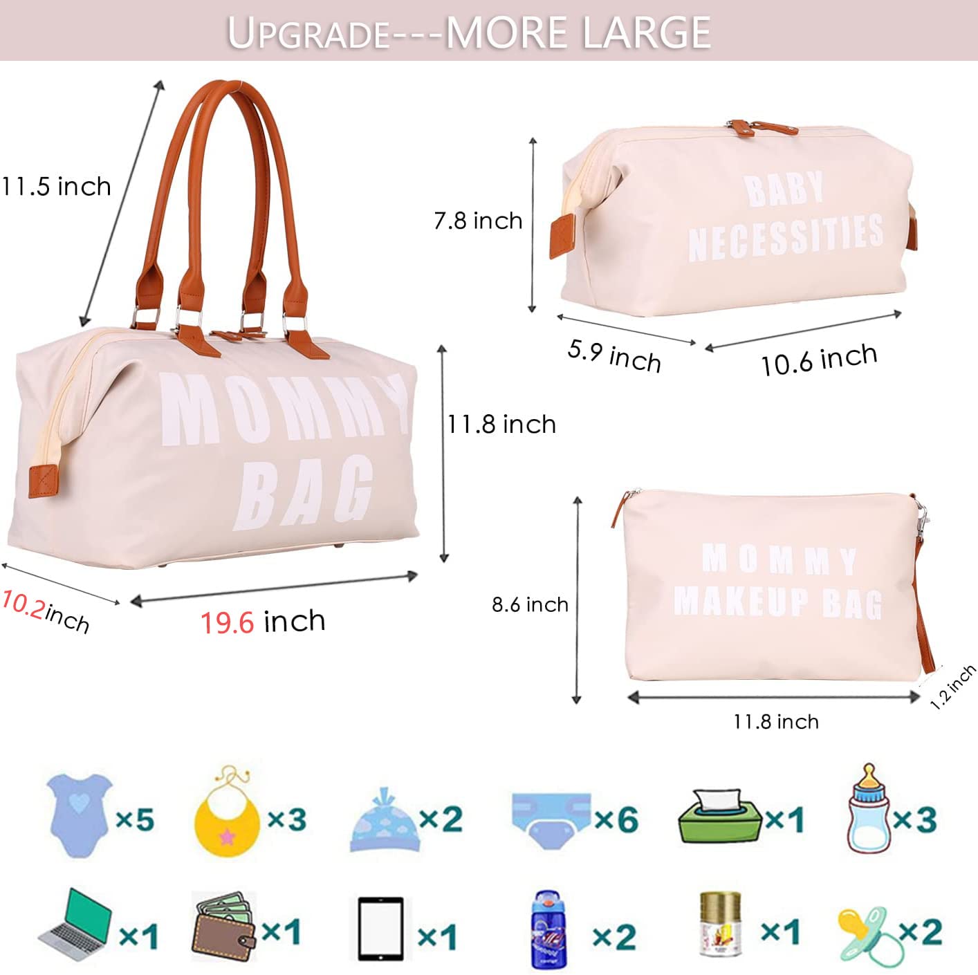 Upgraded Large Capacity Maternity Tote Bag - Perfect for Hospital, Labor & Delivery | Spacious Baby Diaper Bag with Travel Organizers | Ideal for New Moms, Nursing & Family Outings