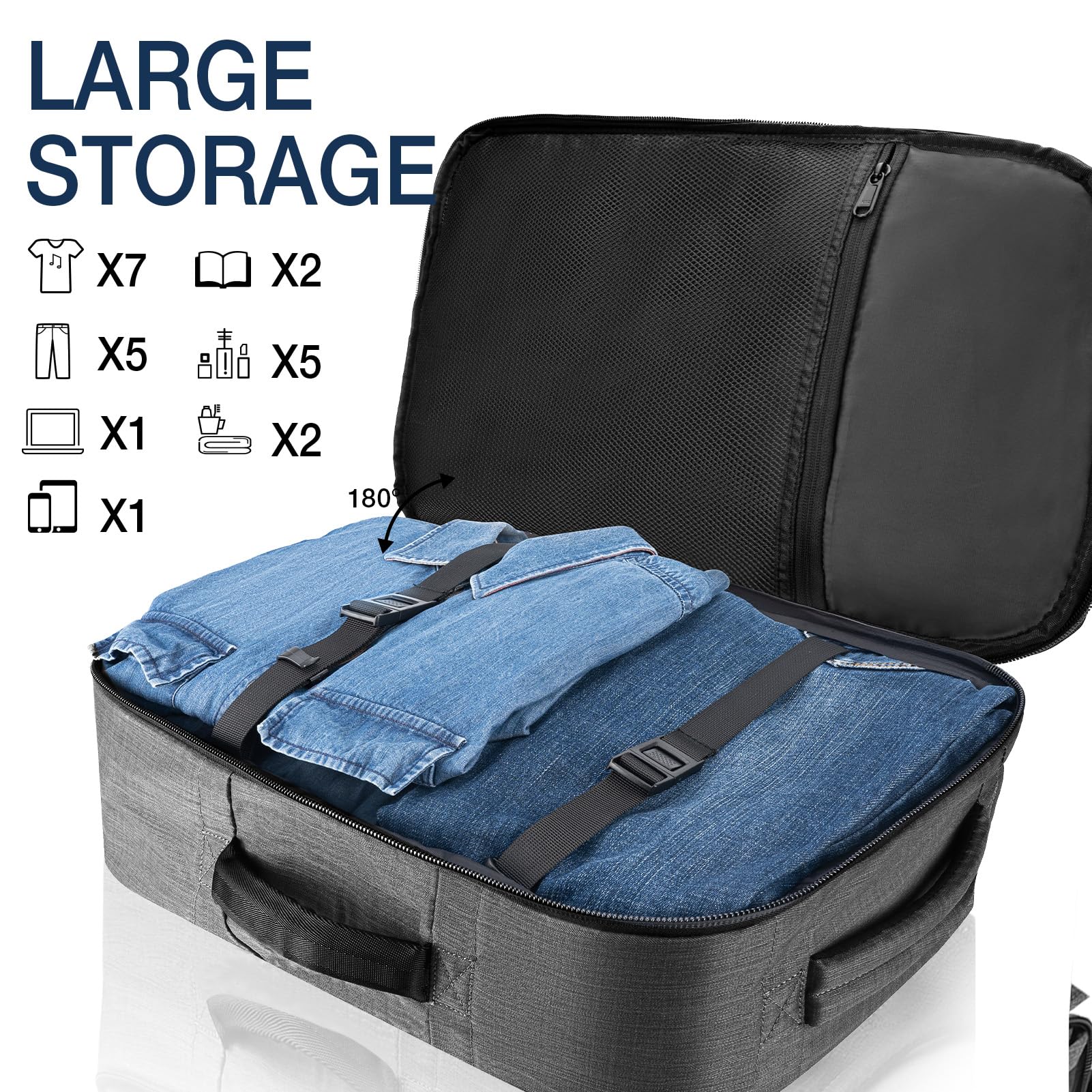 40L Travel Backpack Carry On Approved for Flights - Waterproof Laptop Backpack Fits 17 Inch Computer, Lightweight Suitcase Alternative for Business Trips & Weekend Getaways - Perfect as Personal Item Bag (Dark Grey)