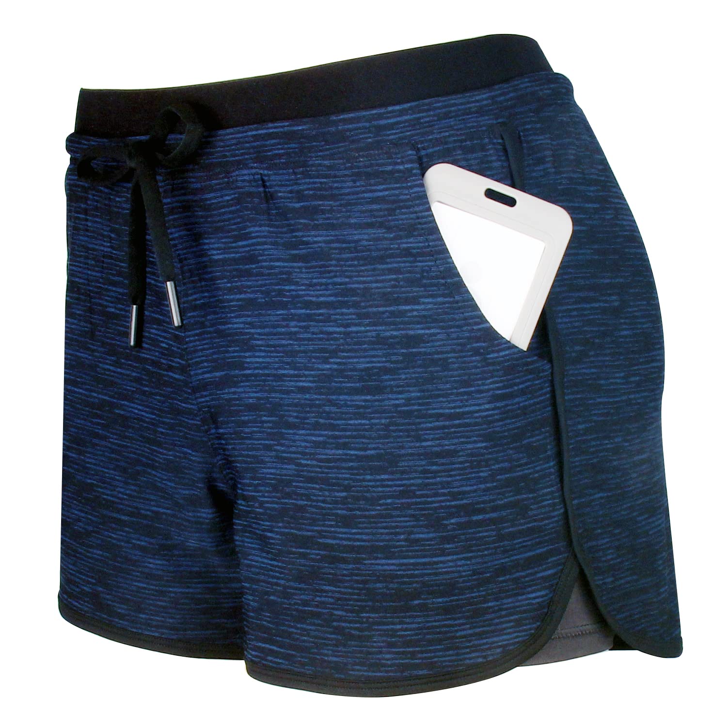 RIBOOM Women's 2-in-1 Running Shorts - High Waist Yoga Gym Workout Athletic Shorts with Pockets for Women - Perfect for Jogging, Yoga, Gym & Outdoor Sports