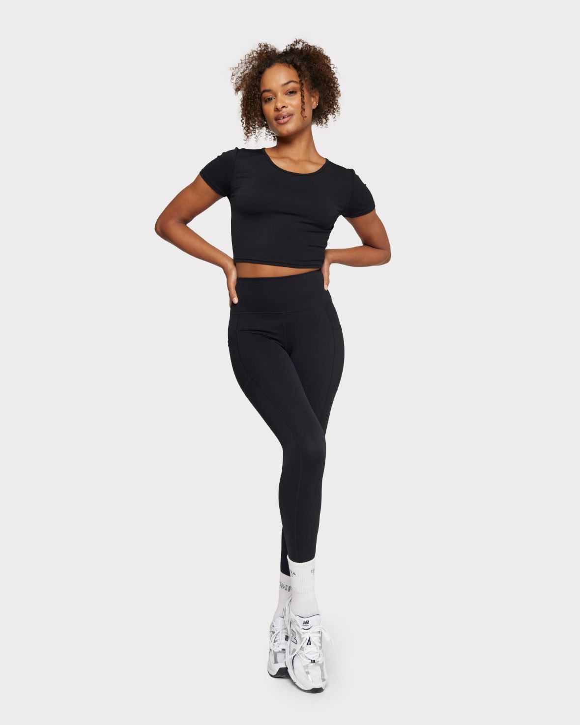 Soft & Stretch Crewneck Crop Top for Women - Comfortable Black Short Sleeve Shirt for Casual Wear, Gym, Yoga & Everyday Outfits