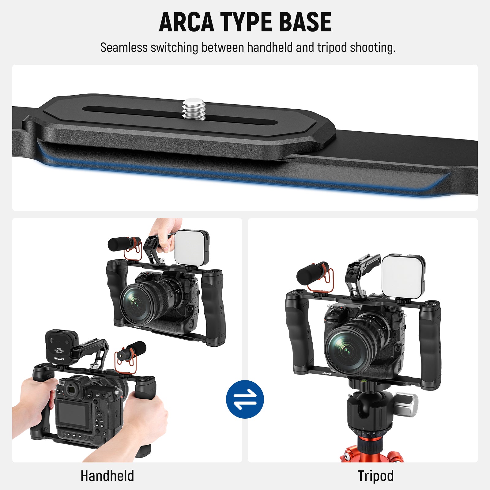 NEEWER CA016T+CA007 Universal Camera Cage for DSLR & Mirrorless Cameras - Professional Rig for Video & Photography - Perfect for Vlogging, Filmmaking, and Studio Shoots