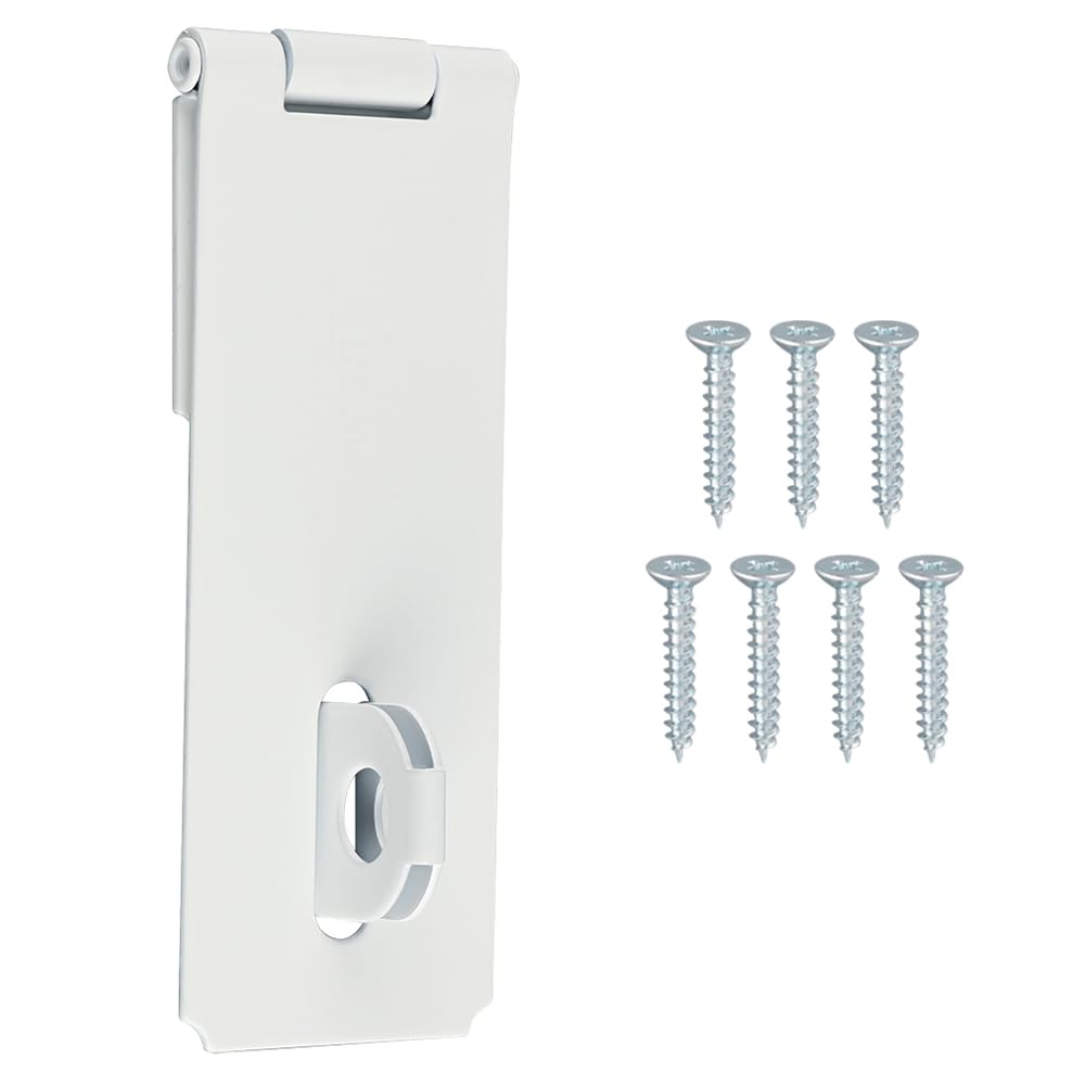 **5 Inch SUS 304 Stainless Steel Door Hasp Lock Latch - Heavy Duty Packlock Clasp with Screws, White Finish (1 Pack) - Secure Sheds, Gates, Cabinets & Storage Units**