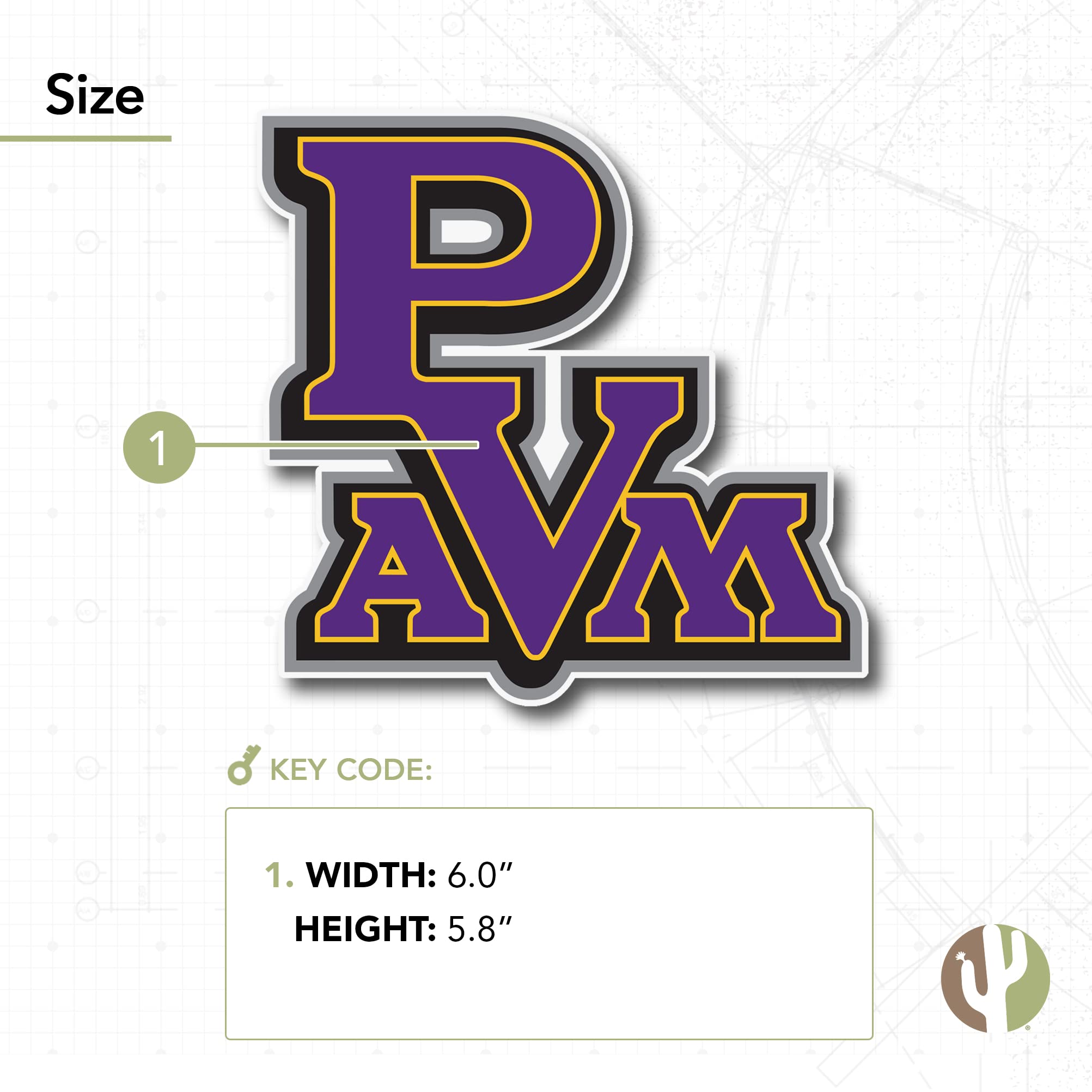PVAMU Panthers Vinyl Decal Sticker - Desert Cactus Design for Laptop, Water Bottle, Car & Scrapbook - Prairie View A&M University Pride - Perfect for School Spirit, Gifts & Fan Collections