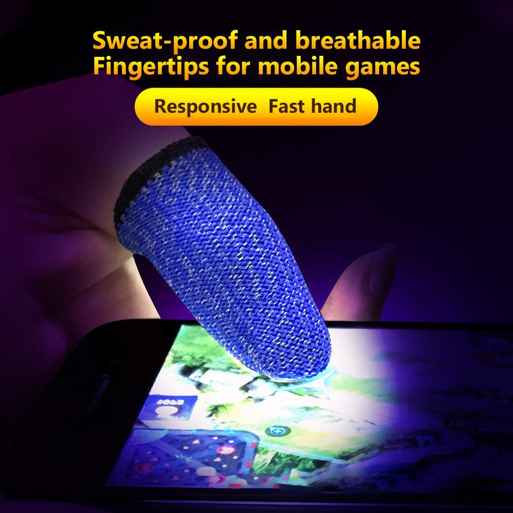 10 Pack Anti-Sweat Gaming Finger Sleeves - Breathable Magnetic Touch Screen Gloves for Mobile Games - Lightweight Pro Thumb Sleeves (Black) | Perfect for PUBG, Call of Duty & Fortnite Players