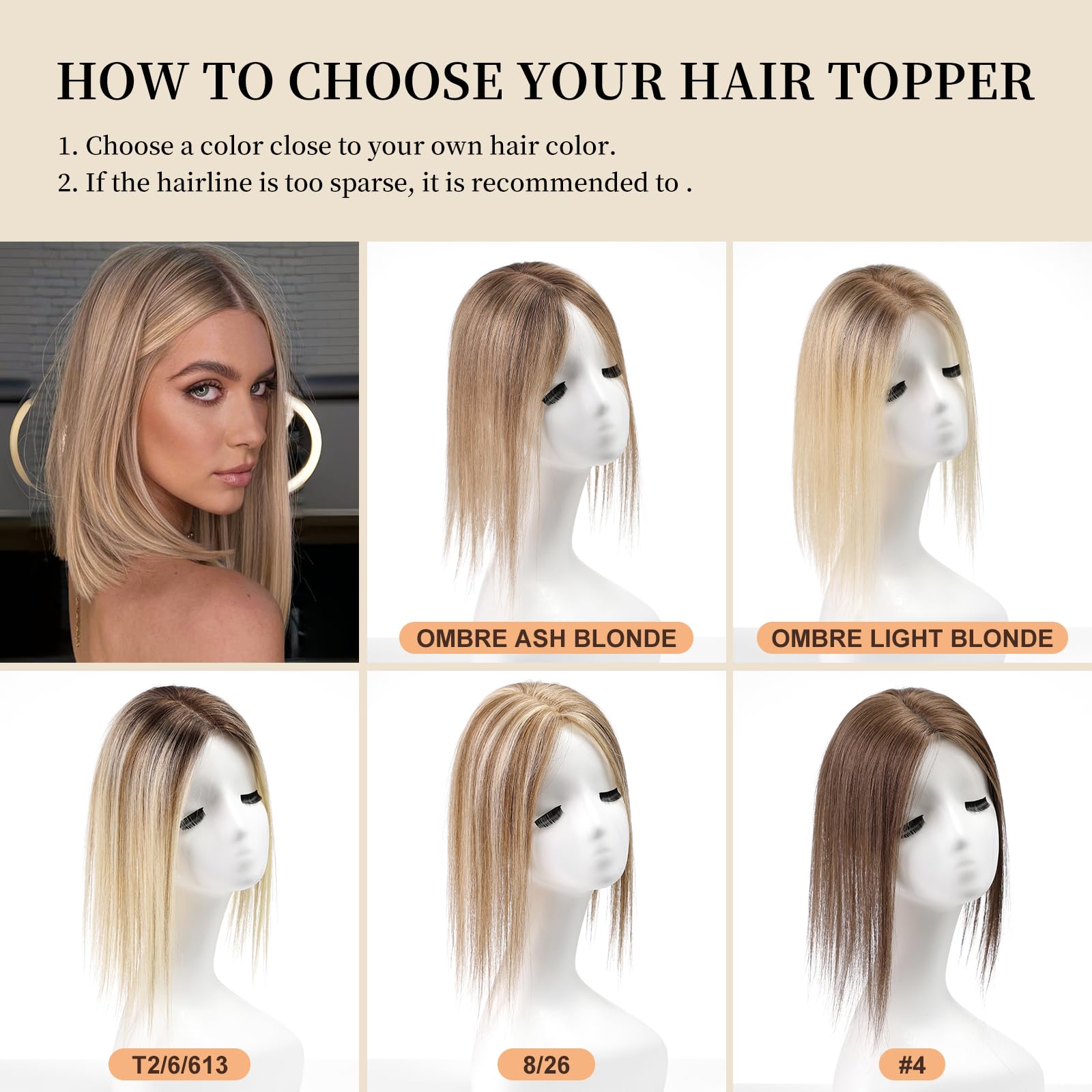 KKU Real Human Hair Toppers for Women - Handcrafted Breathable Hairpiece for Thinning Hair, Adds Volume & Natural Look | Perfect for Daily Wear, Special Occasions & Hair Loss Solutions