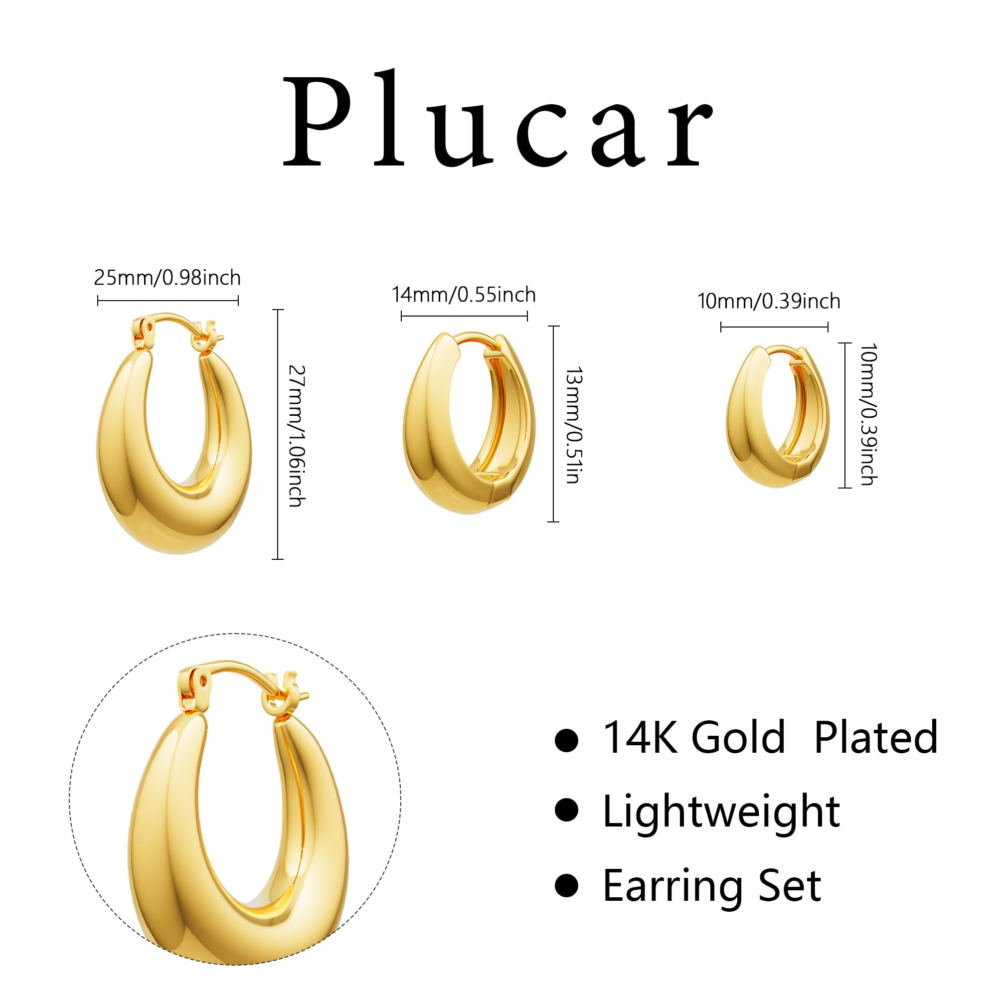 14K Gold Hoop Earrings for Women - 3 Pairs Dainty Small Huggie Hoops with CZ Stones, Trendy Minimalist Jewelry Gift for Everyday Wear, Party & Special Occasions