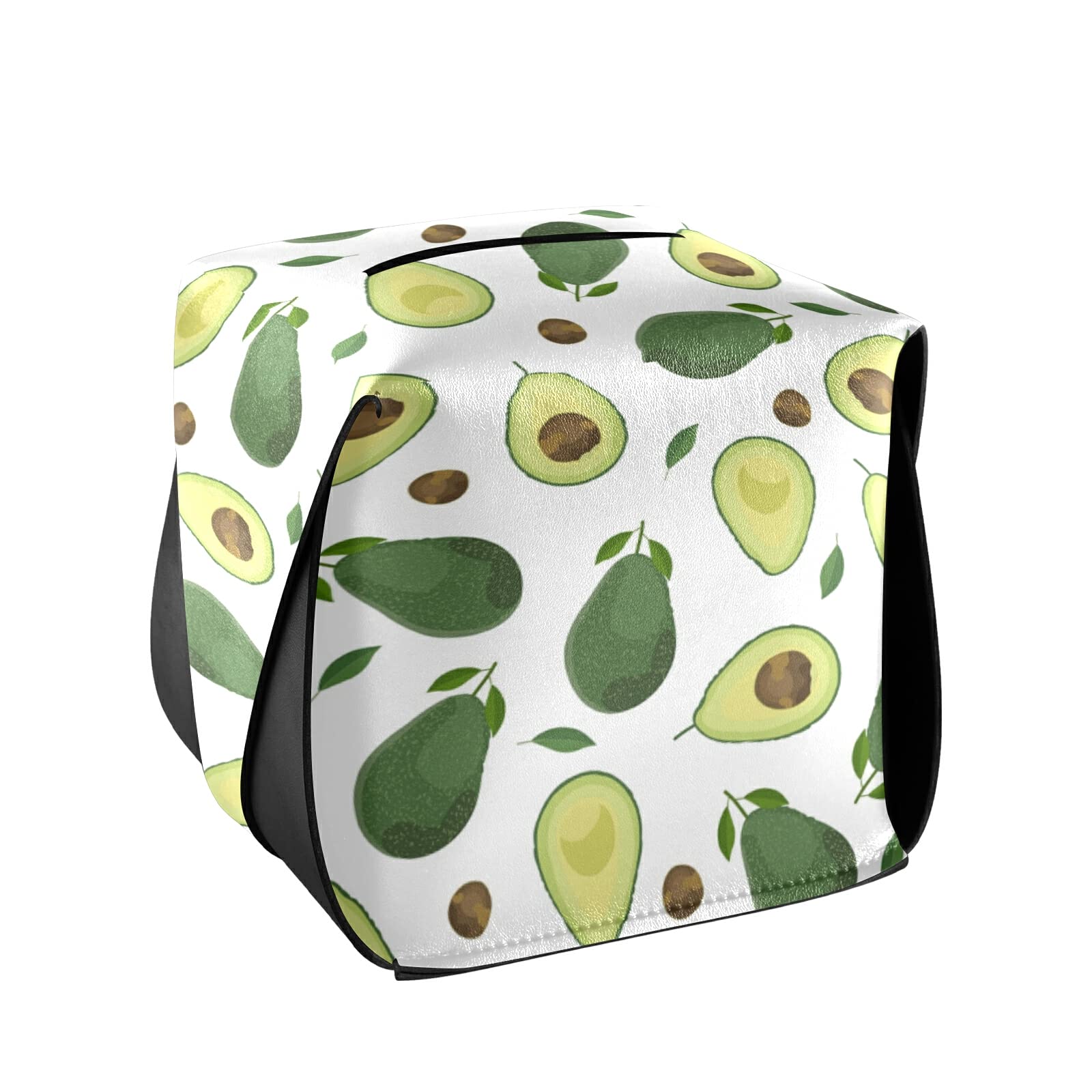 Stylish PU Leather Avocado Tissue Box Cover - Modern Rectangular Napkin Holder with Handle for Bathroom, Vanity & Home Decor | Perfect for Living Room, Bedroom & Office Organization