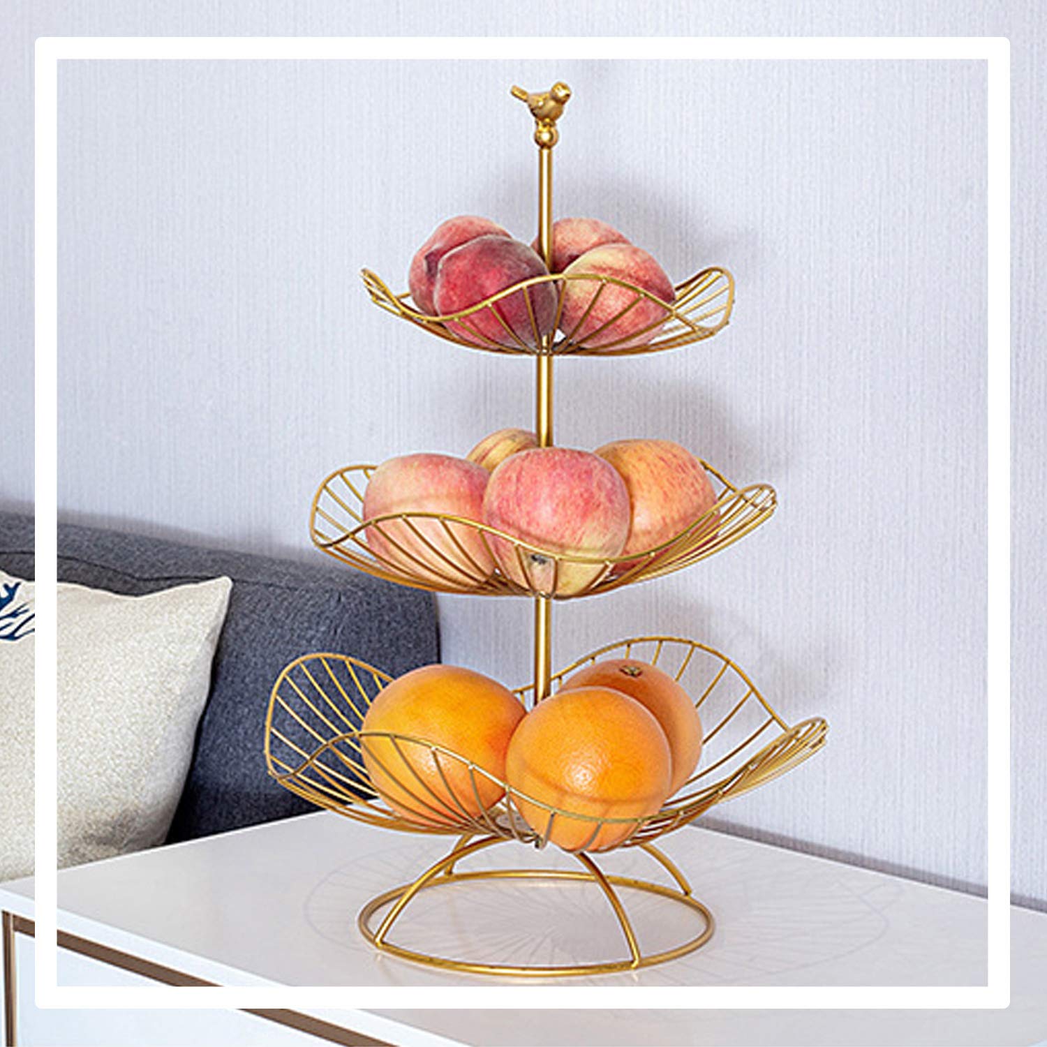 3-Tier Metal Fruit Basket - Elegant Kitchen & Dining Serving Tray for Fruits, Vegetables, Desserts | Perfect for Parties, Weddings, Holiday Decor & Countertop Display